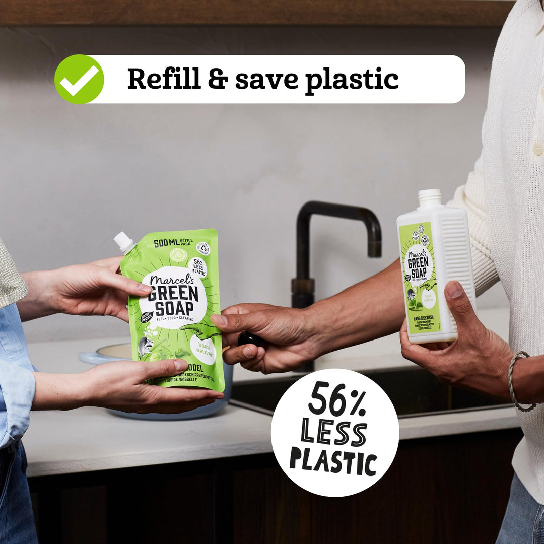 Marcel's Green Soap - Basil & Vetiver Washing-Up Liquid Refill