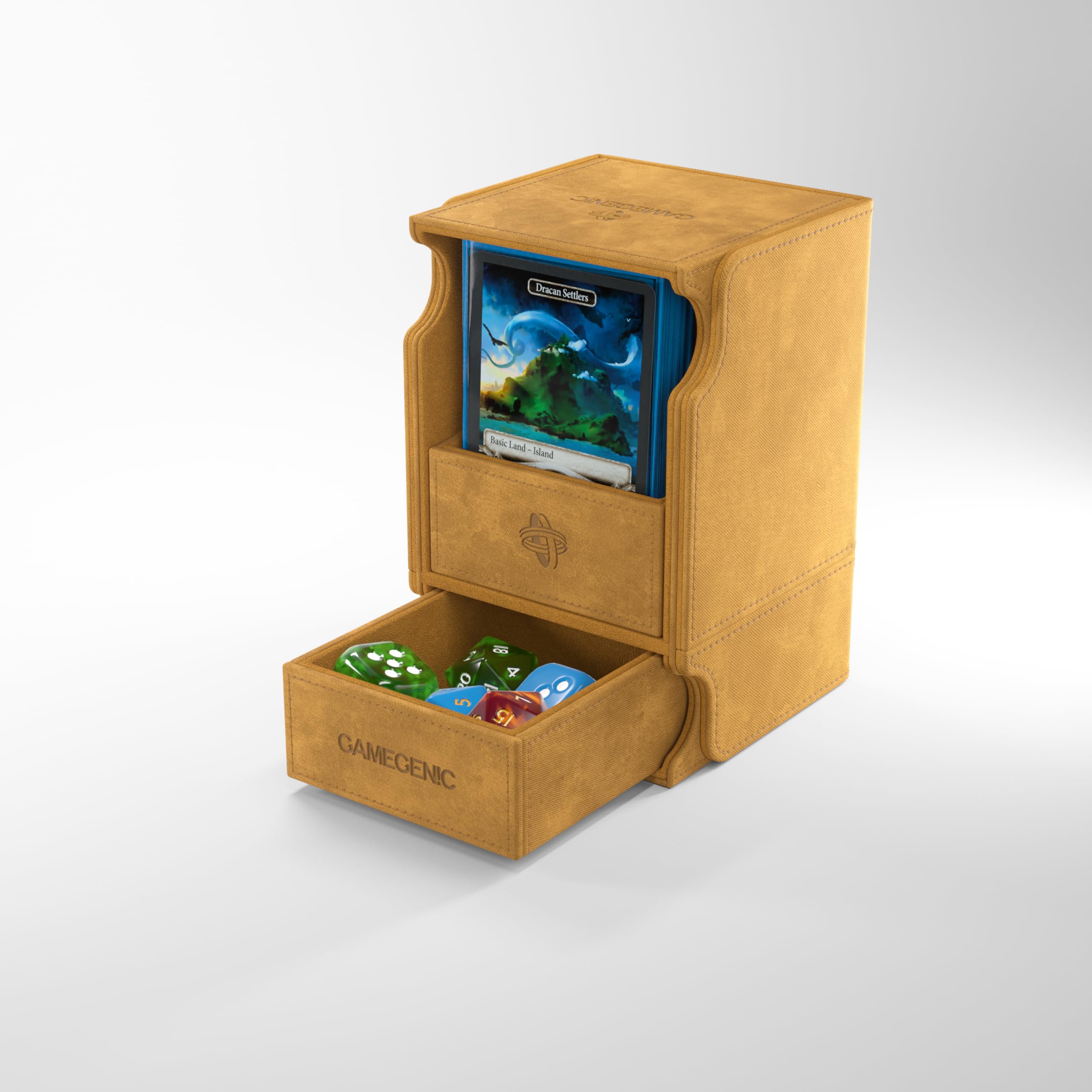 Gamegenic Watchtower 100+ XL Card Box - Holds 100 Double-Sleeved Cards | Sand Color | Portable 3