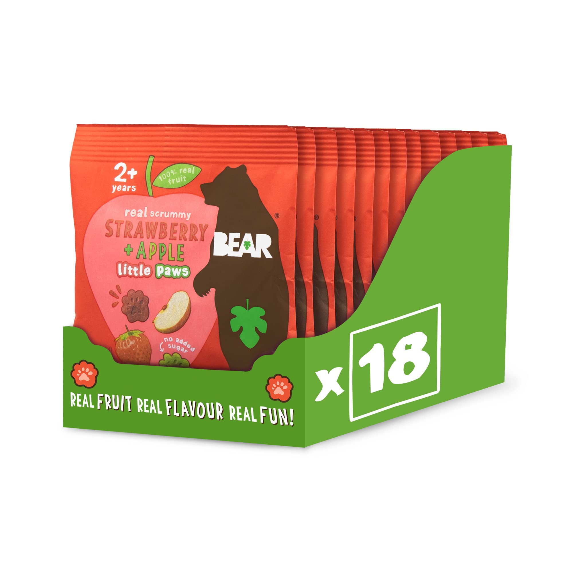 BEAR Strawberry and Apple Paws - 18 x 20g Packs | 100% Natural Fruit | No Added Sugar 4