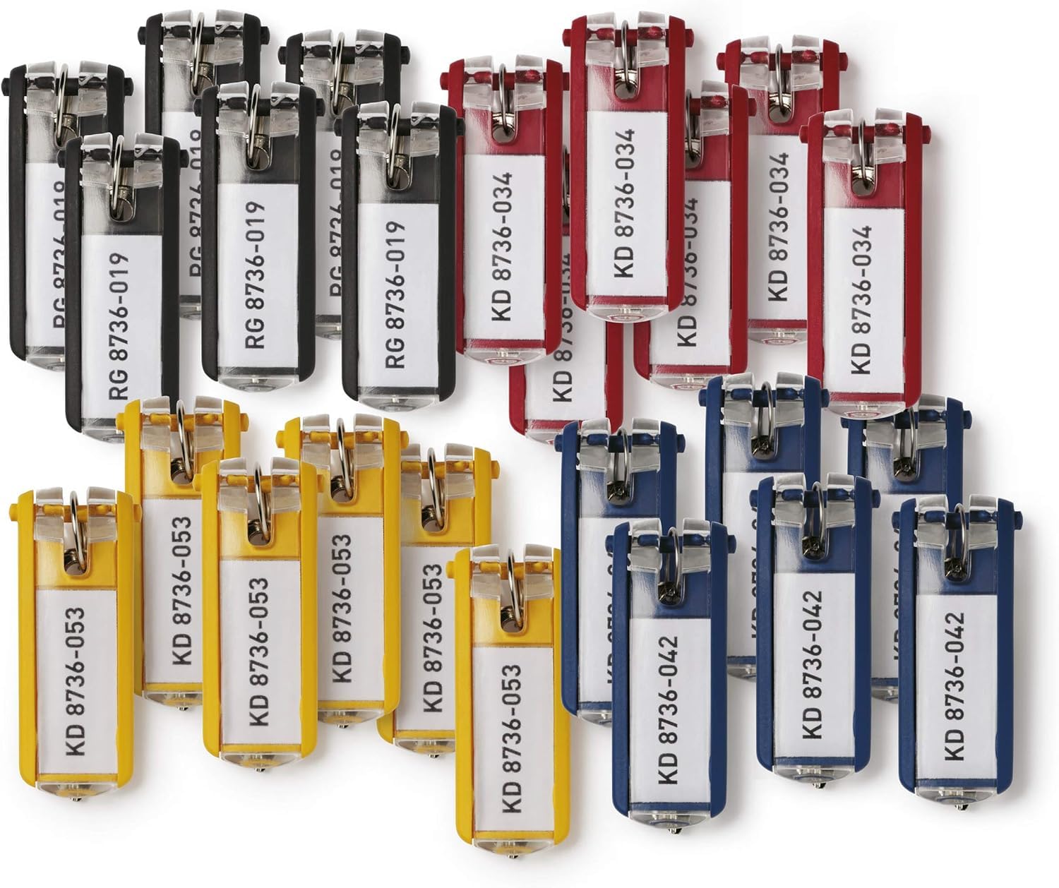 Durable Key Clips - Pack of 24 Plastic Key Tags with Assorted Colors | 68mm Height 1