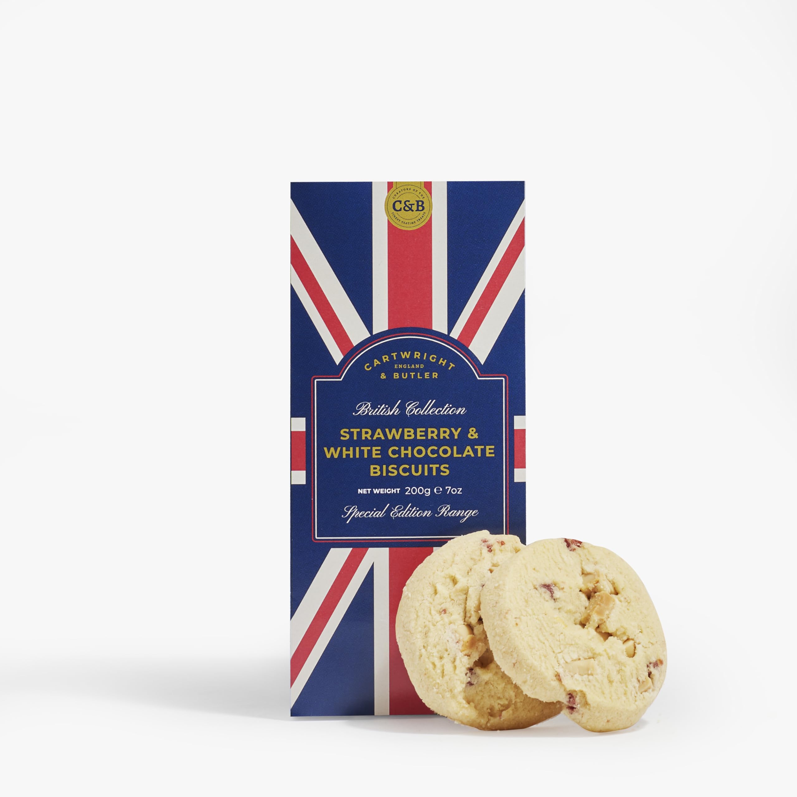 Cartwright & Butler Great British Collection - Strawberry & White Chocolate Biscuits | 200g Carton 1