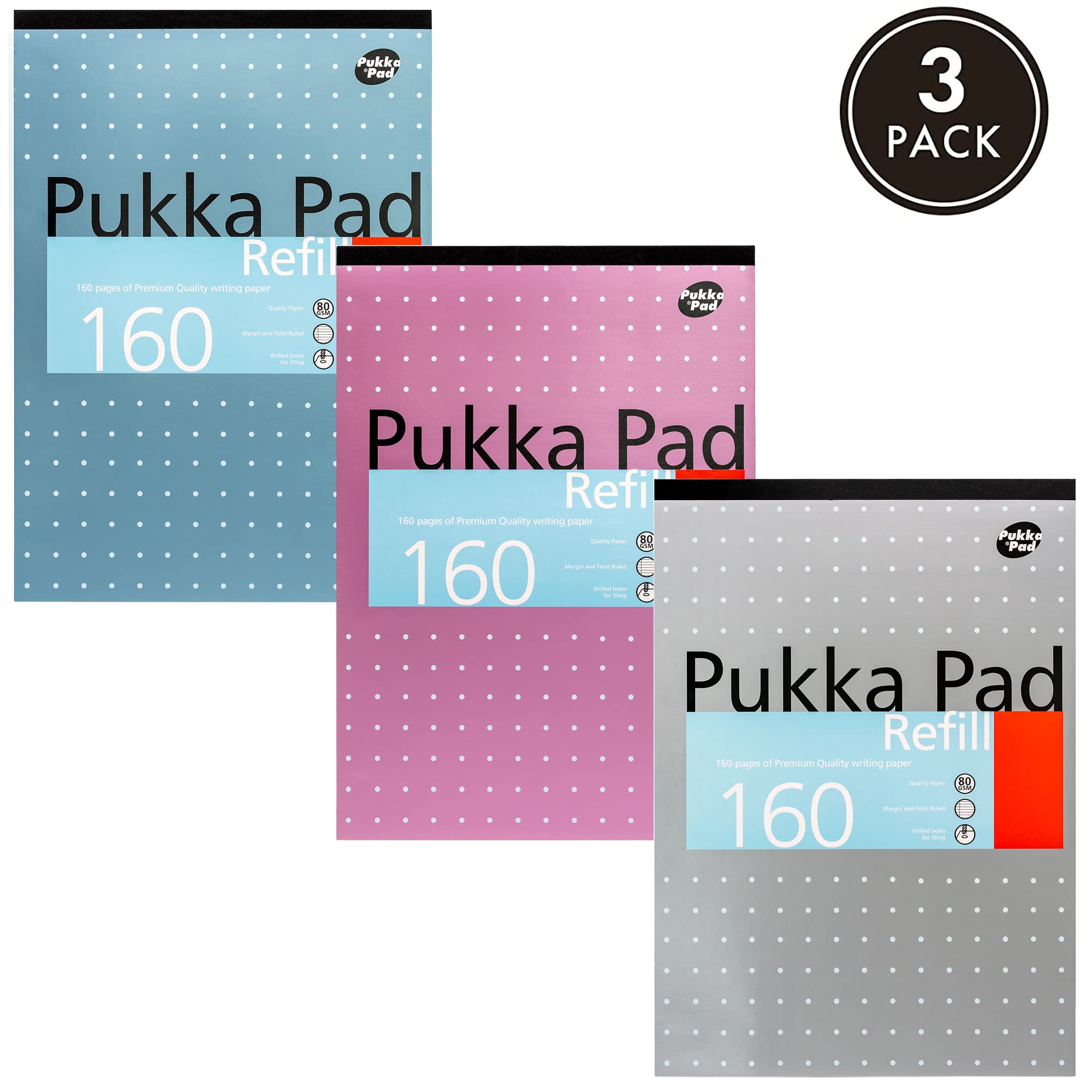 Pukka Pad A4 Refill Notepad - Pack of 3 Lined Pads | 160 Pages Each | 80GSM Paper 2