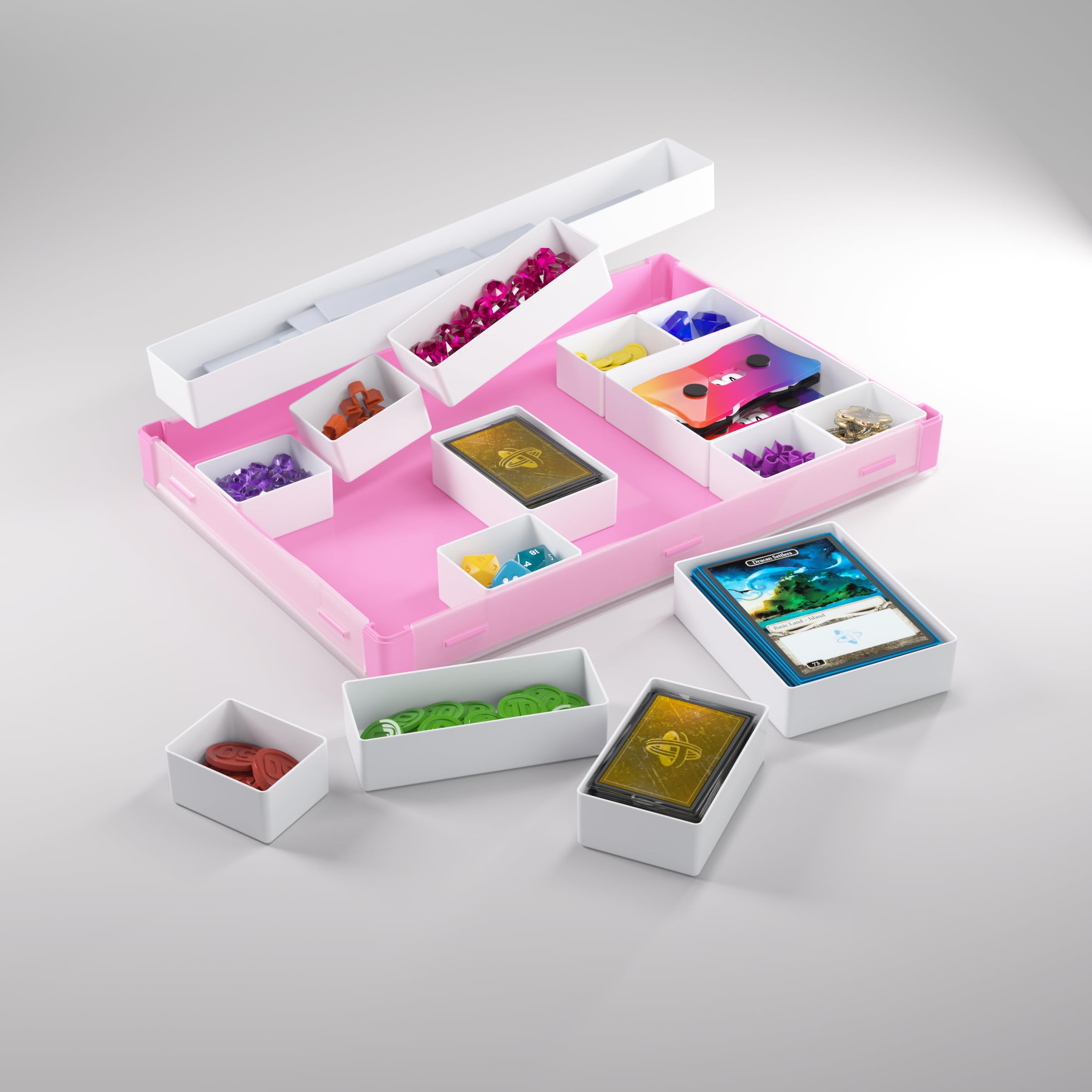 Gamegenic Token Silo XL Pink/White – Board Game Storage with 15 Removable Compartments 5