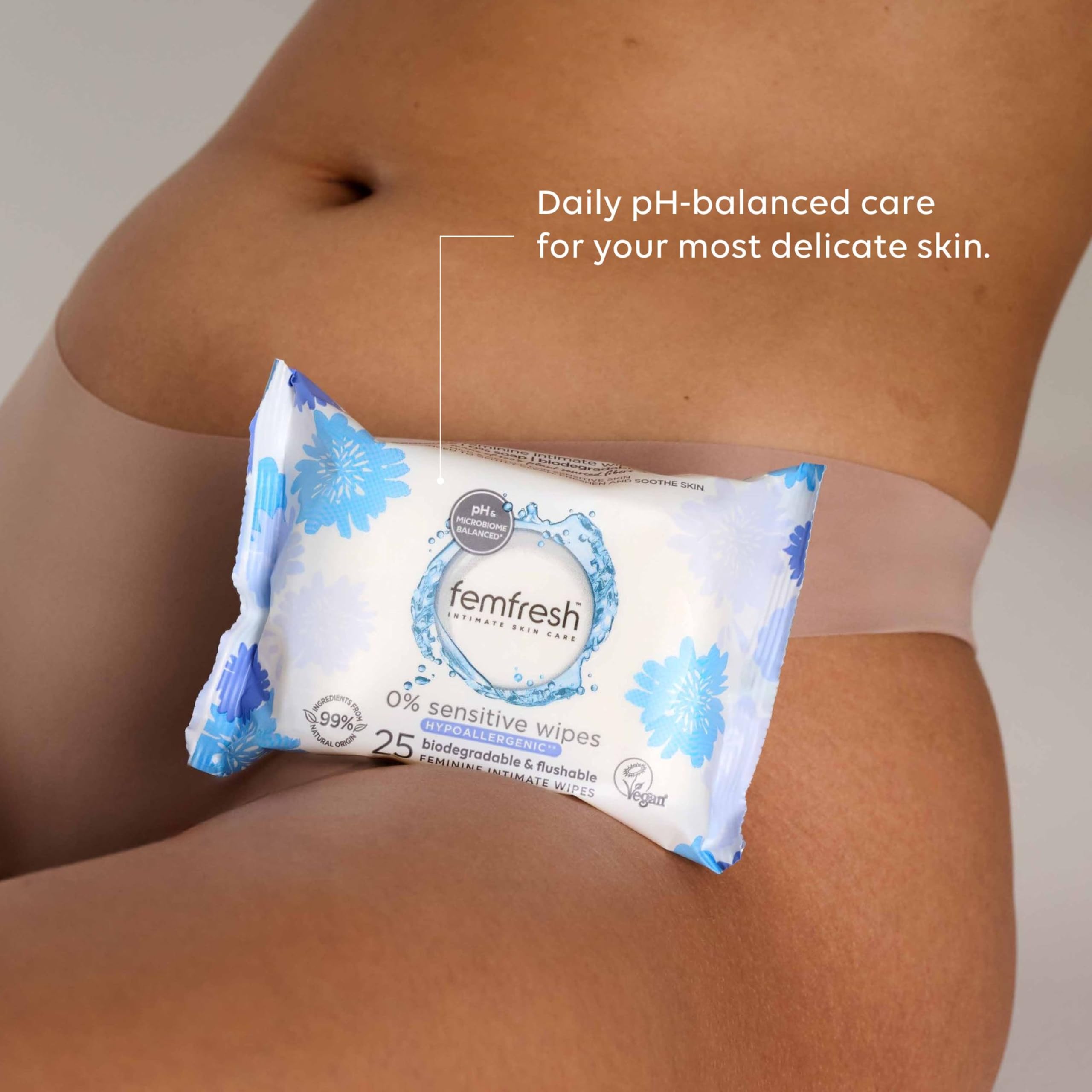 Femfresh 0% Sensitive Intimate Wipes - Gentle pH Balanced Feminine Wipes for Sensitive Skin | Unscented 2