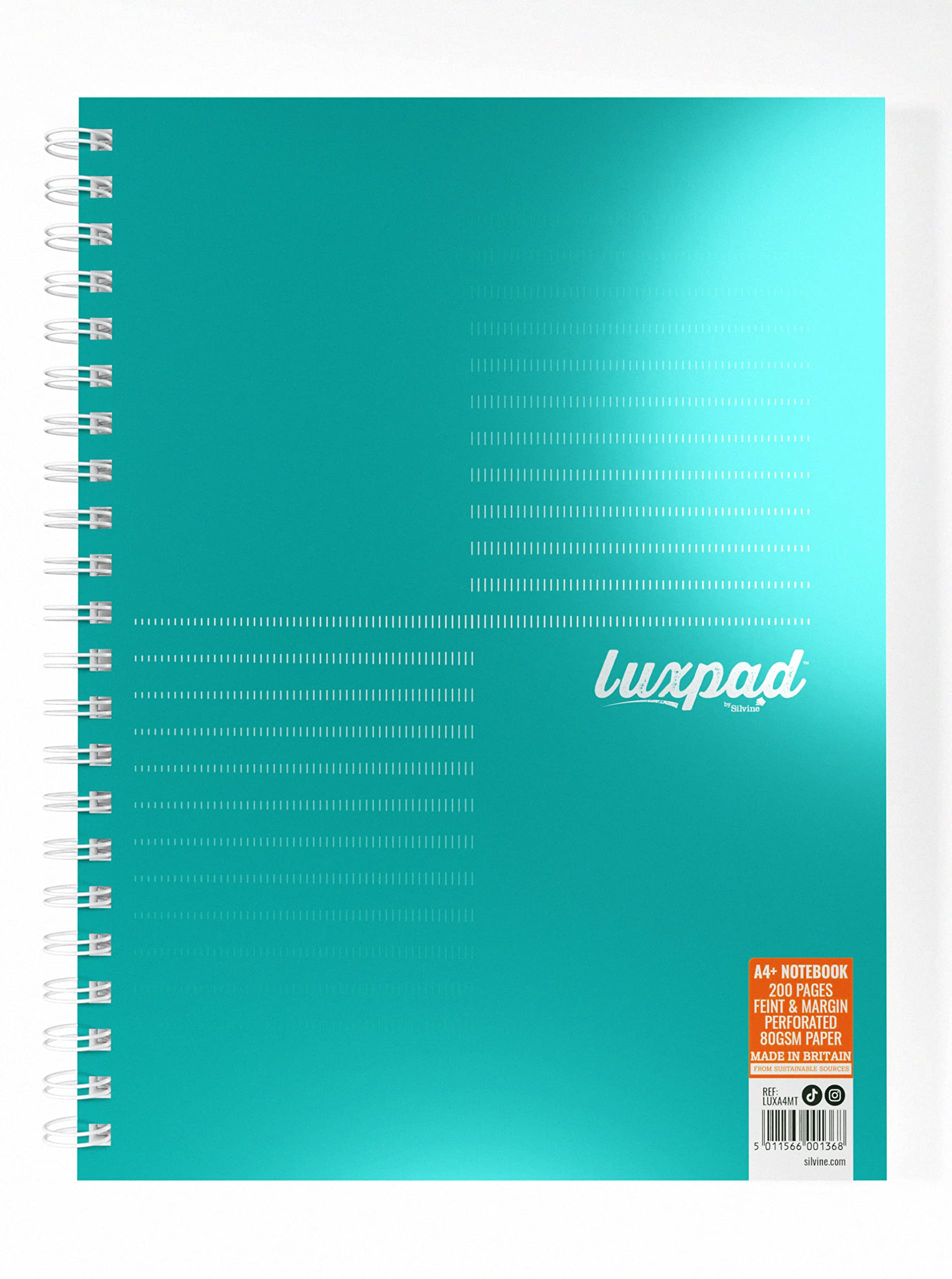 Silvine Luxpad Metallic A4 FSC Wirebound Notebook - Lined (200 Pages) Pack of 3 4