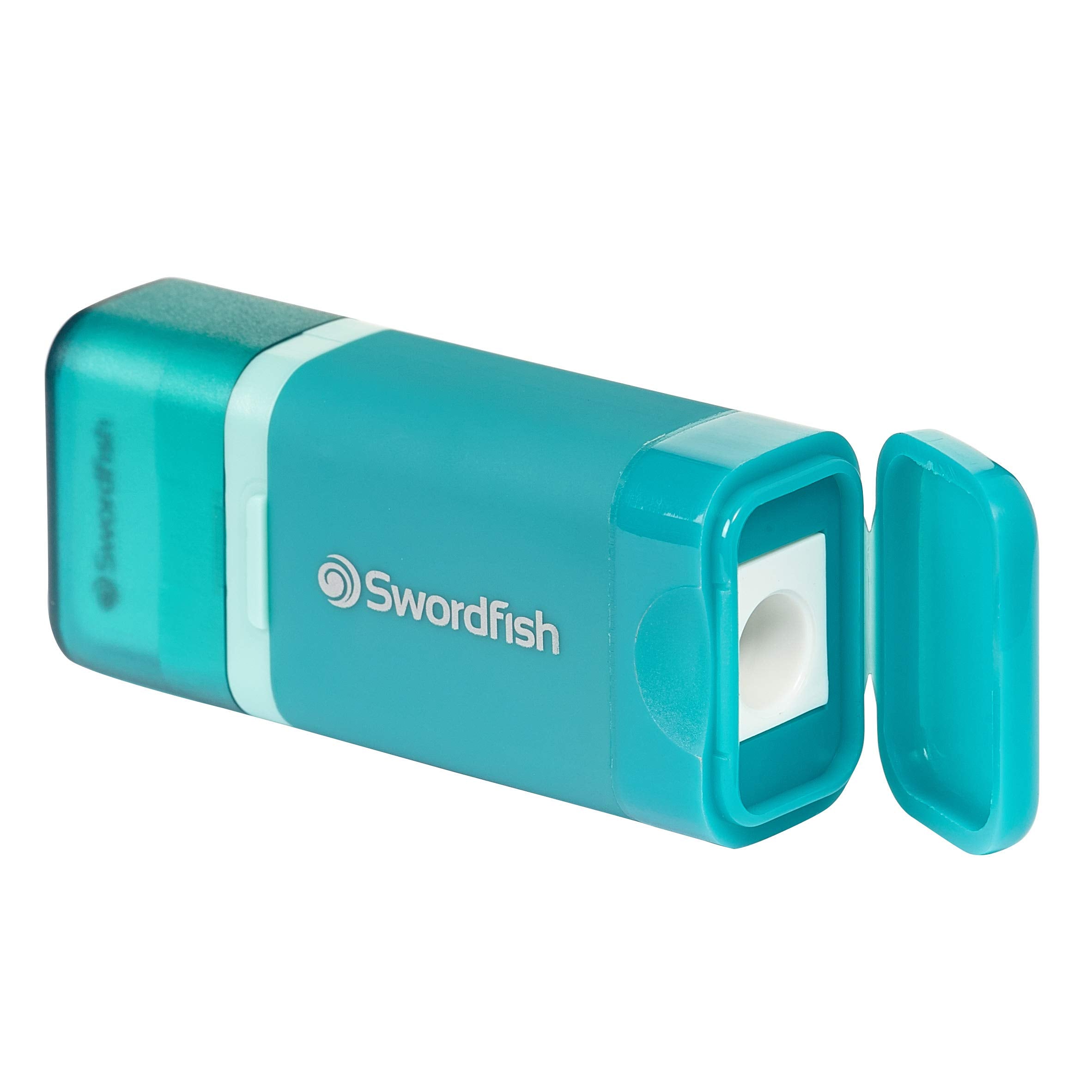 Swordfish Combo Pencil Sharpener & Eraser | Mess-Free Canister | Turquoise 4