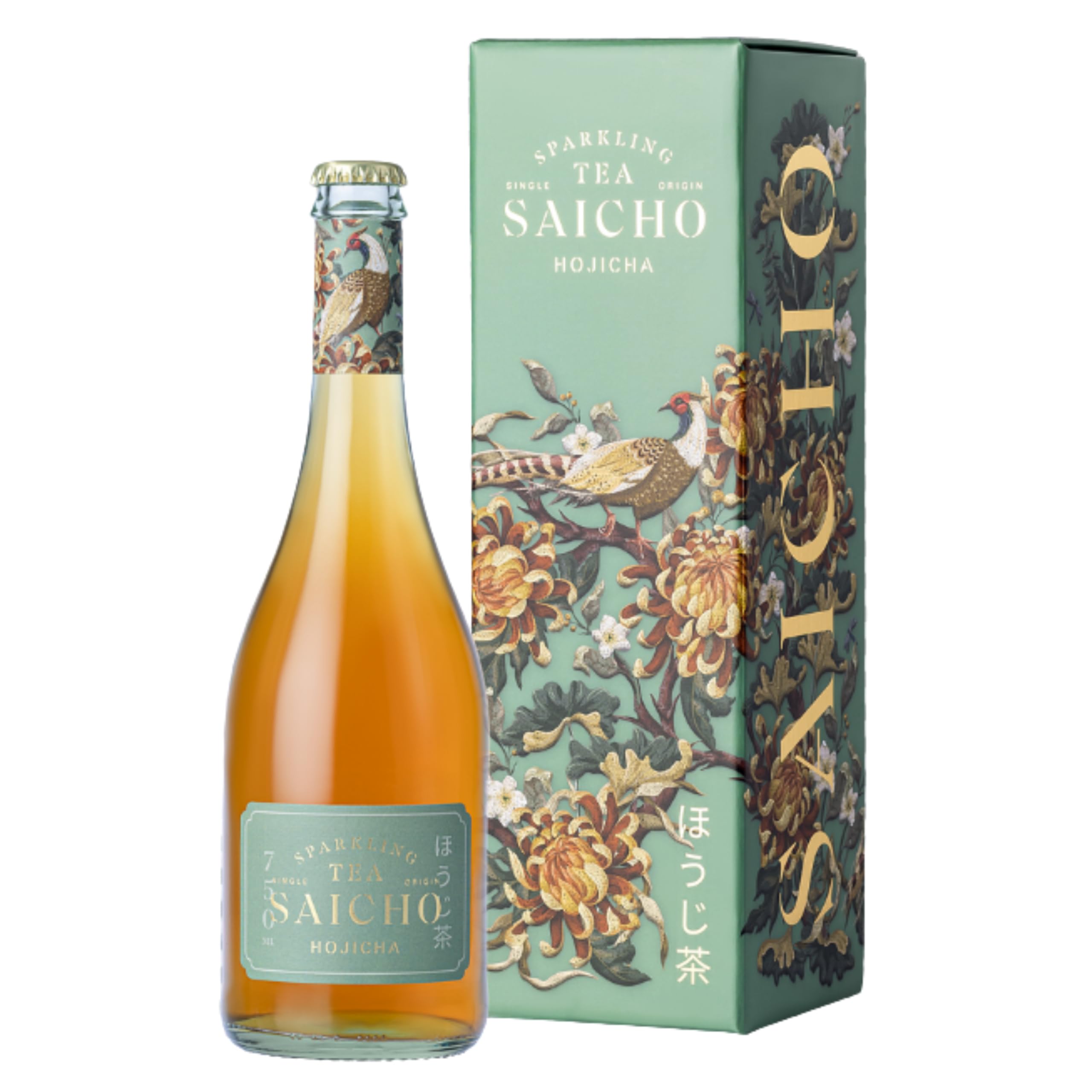 SAICHO Luxurious Non-Alcoholic Hojicha Sparkling Tea - Low Calorie, Cold Brewed | 1 Count 1