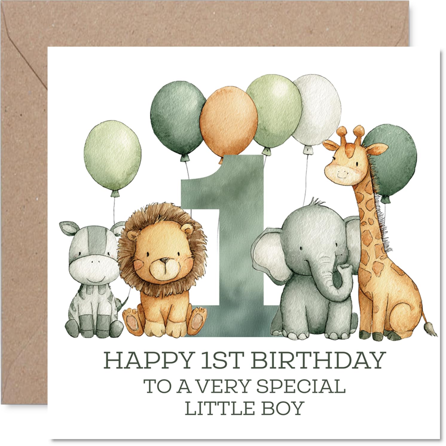 Stuff4 1st Birthday Card for Boys - Jungle Numbers Design | 145mm x 145mm