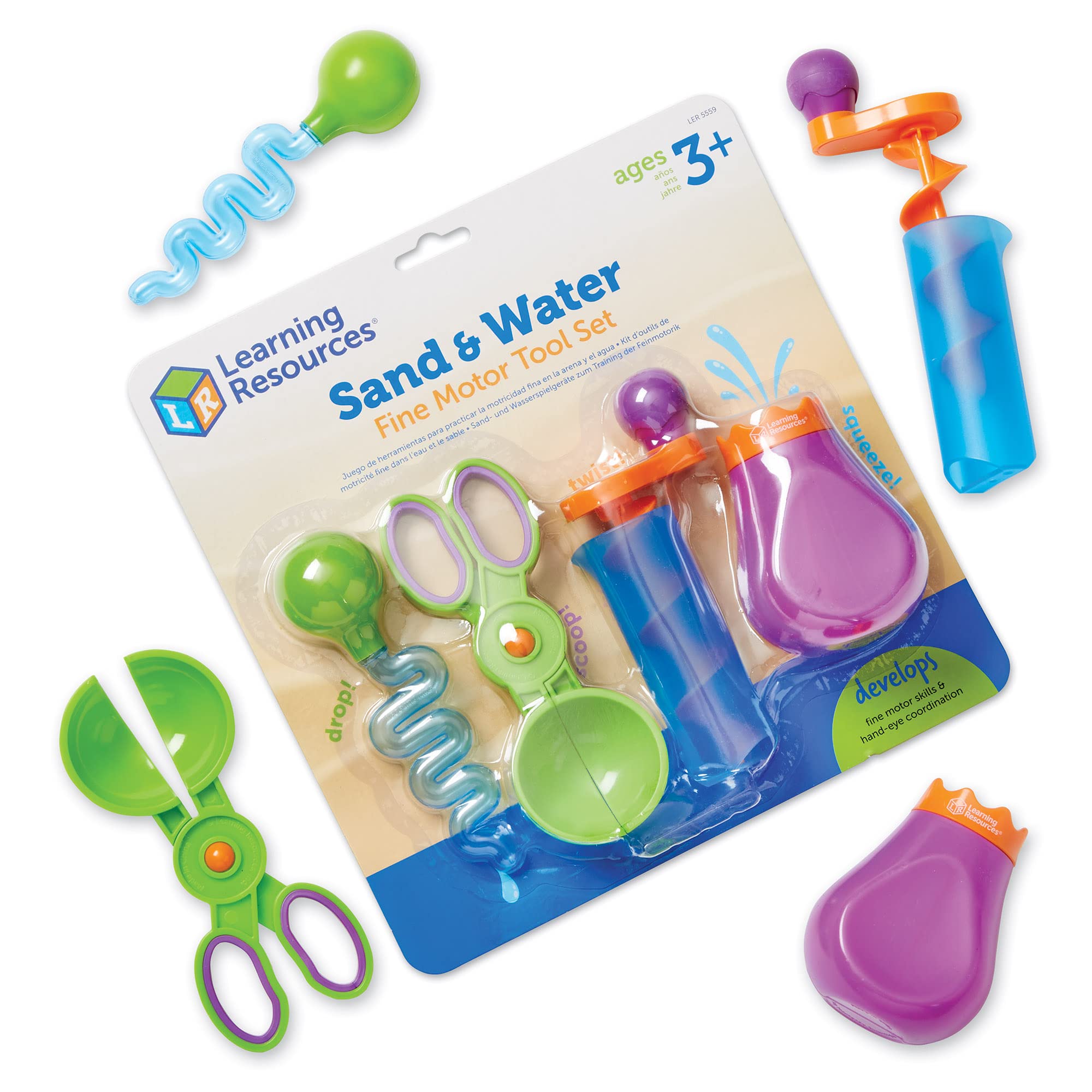 Learning Resources Sand & Water Fine Motor Tool Set for Ages 3+ | Strengthens Writing Muscles 1