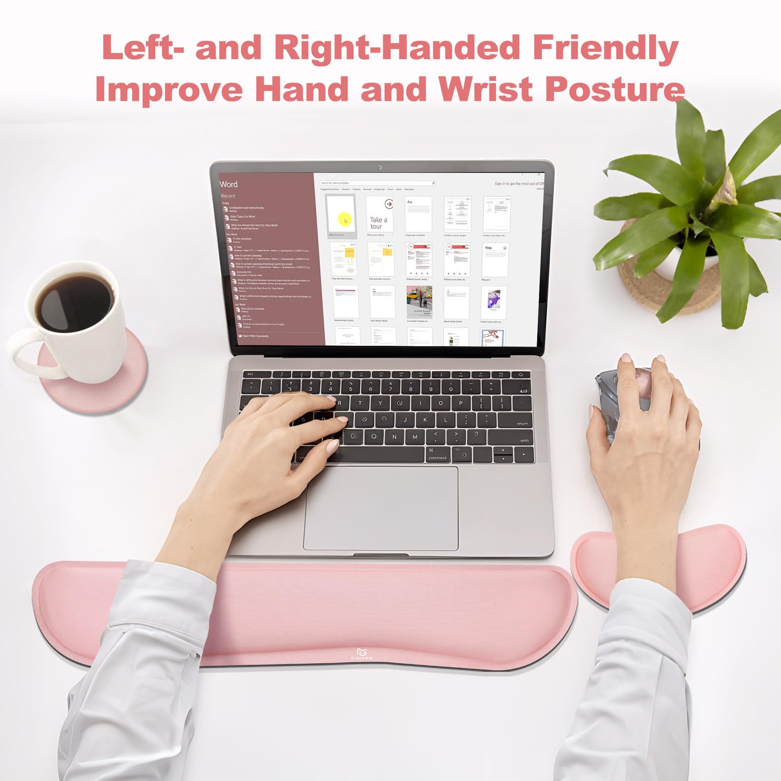 Gimars Upgrade Enlarge Silky Gel Memory Foam Wrist Rest for Keyboard & Mouse | 3CM Thick | Pink 8