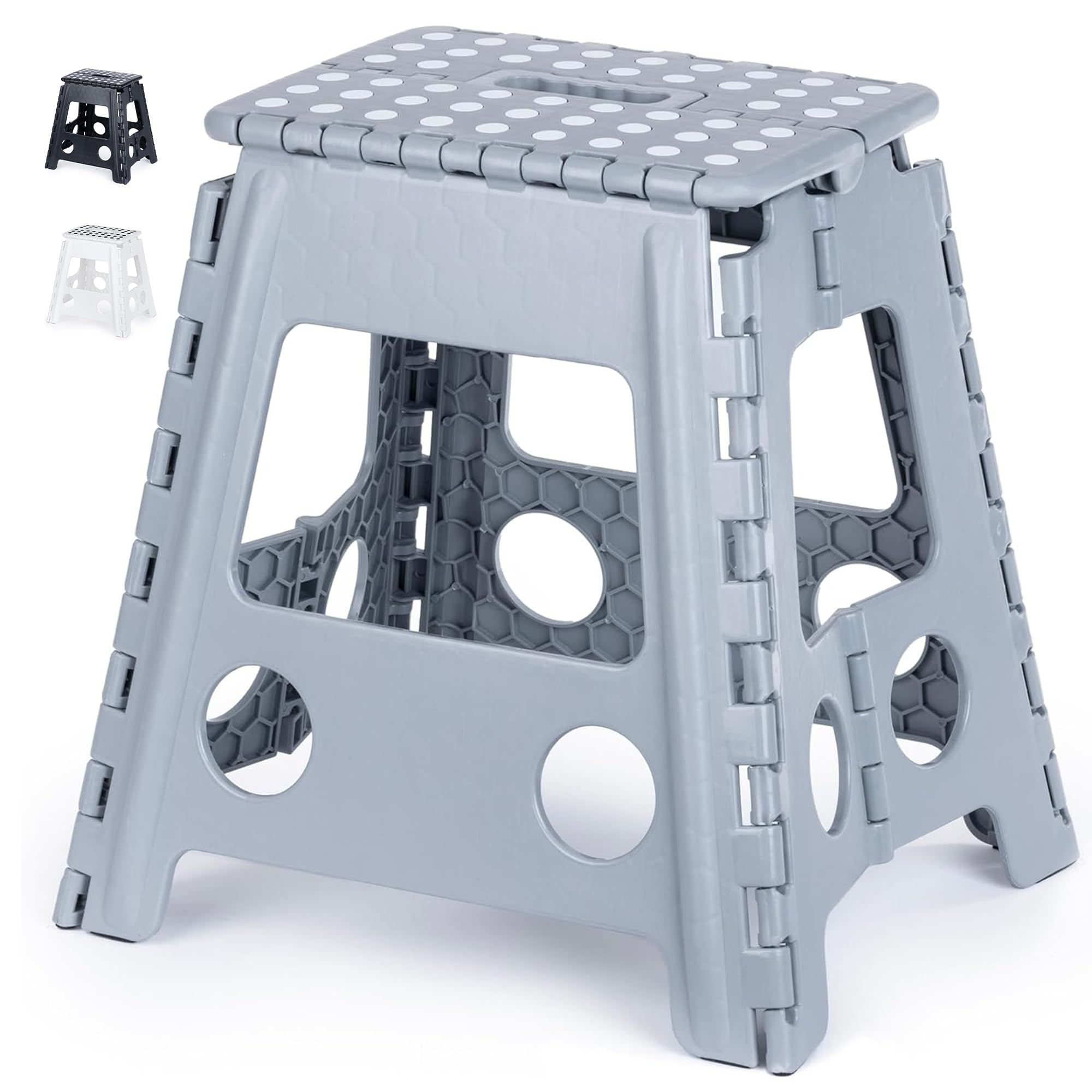 LIVIVO Folding Step Stool - Two Tier, 150kg Capacity, Grey Polypropylene | Model FS726 1