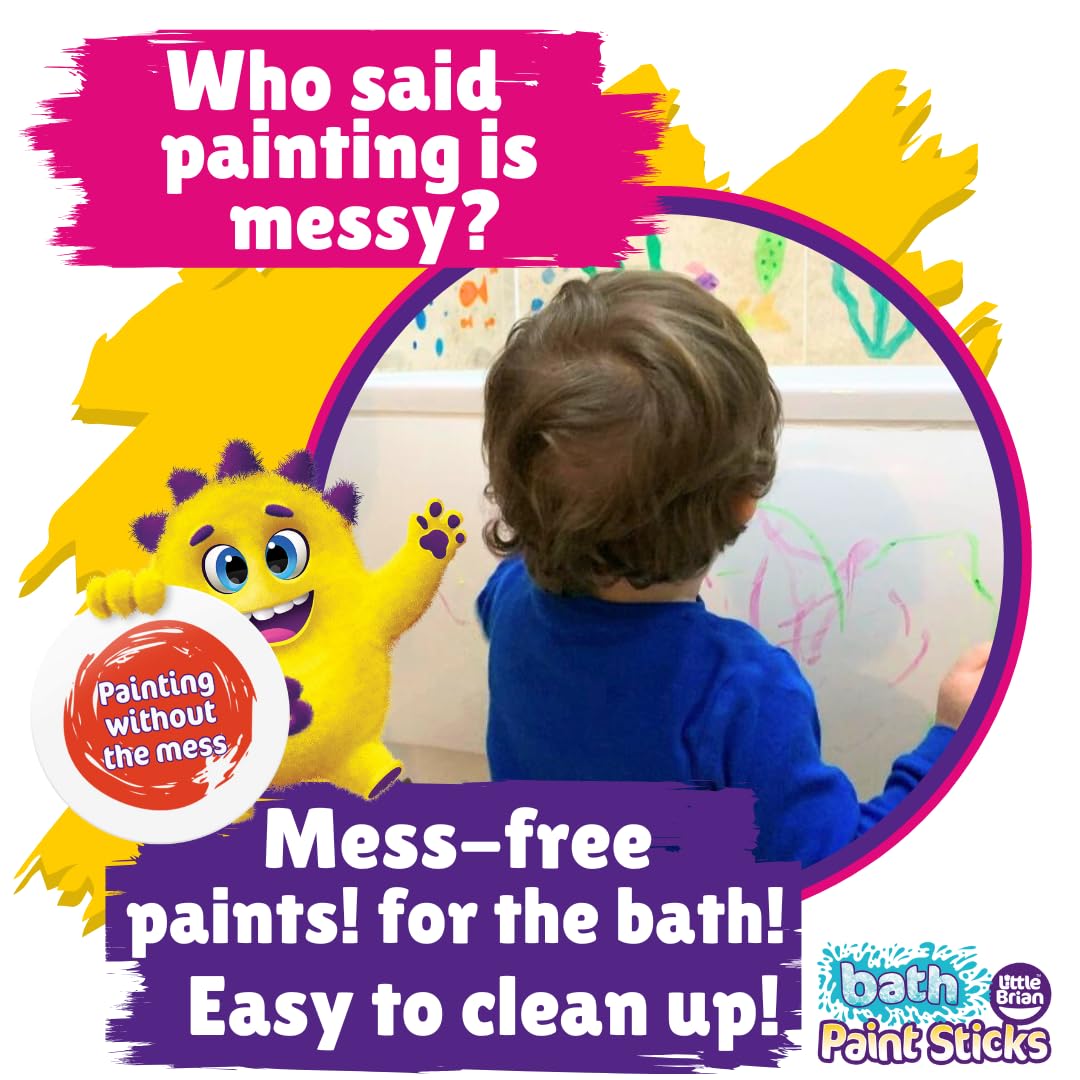 Little Brian Bath Paint Sticks - Mess-Free, Quick-Drying Art for Kids | 12 Pack Assorted Colours 6