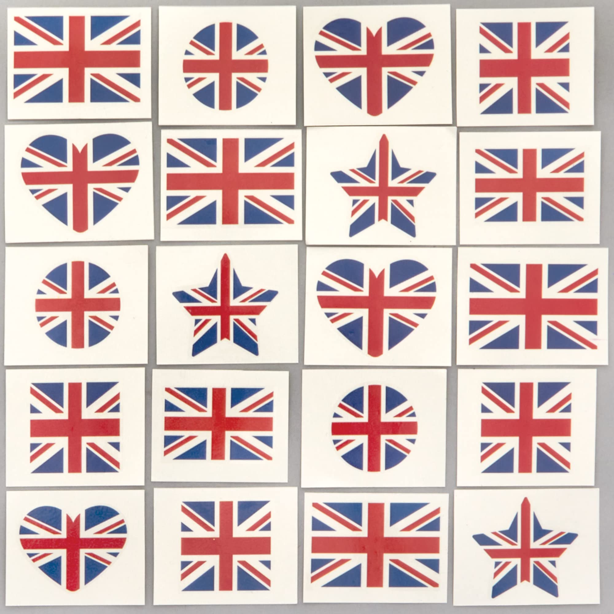 Baker Ross PJ153 Temporary Kids Union Jack Tattoos - Pack of 60 | Size 5cm x 4cm
