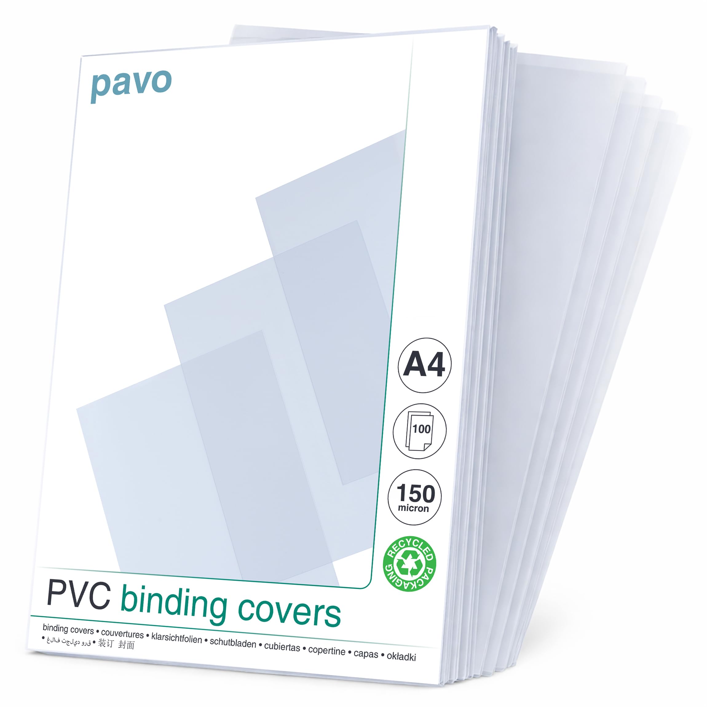 Pavo A4 150 Micron PVC Clear Binding Covers - Waterproof, Tear-Proof | Pack of 100