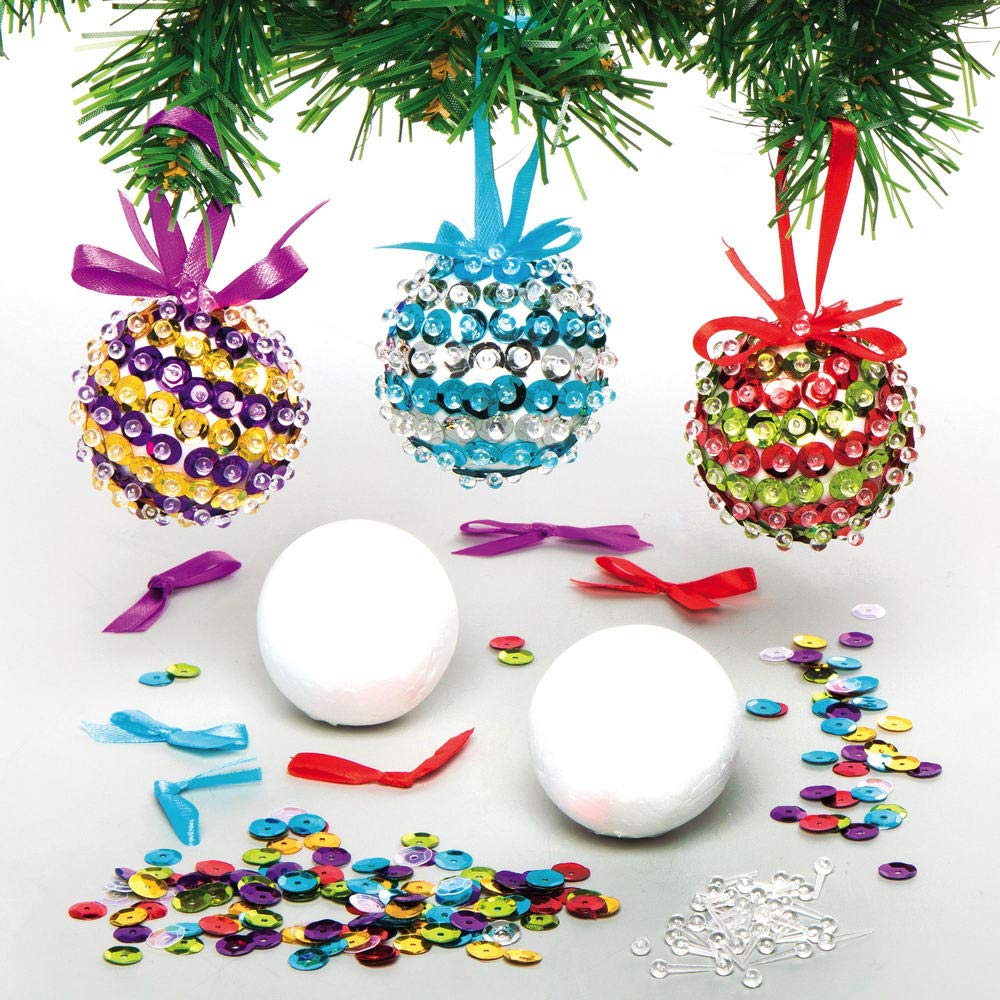 Baker Ross Sequin Bauble Decoration Kits – Pack of 3, Make Your Own Christmas Craft 5