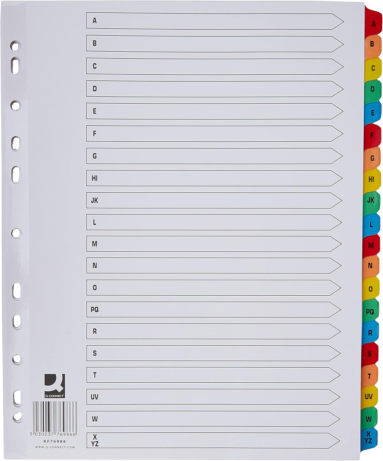 Q-CONNECT Extra Wide Index A-Z 20 Part Reinforced Board - Multi-Colour 1
