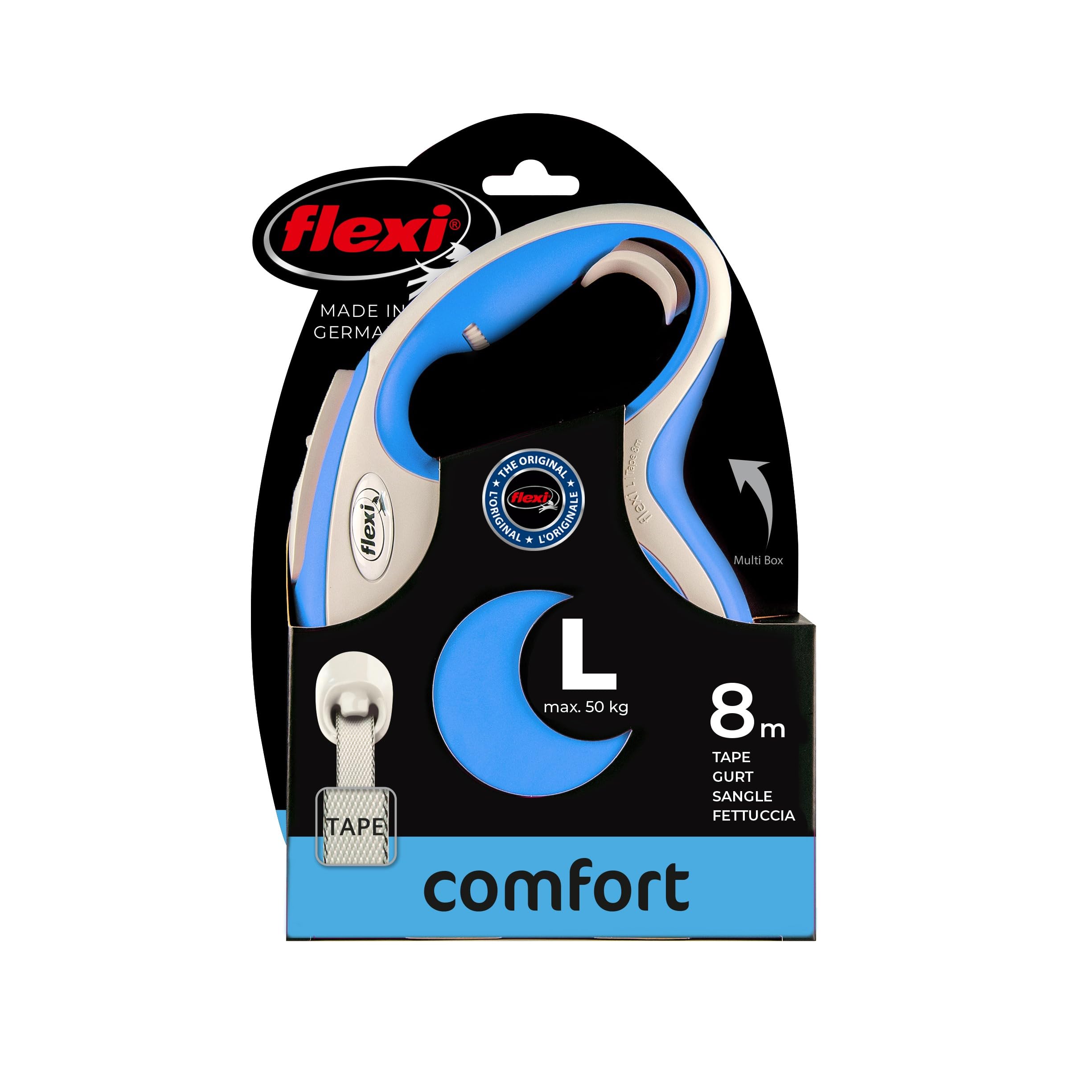 flexi Comfort L Retractable Tape Leash - 8m, Up to 50kg | Blue 3
