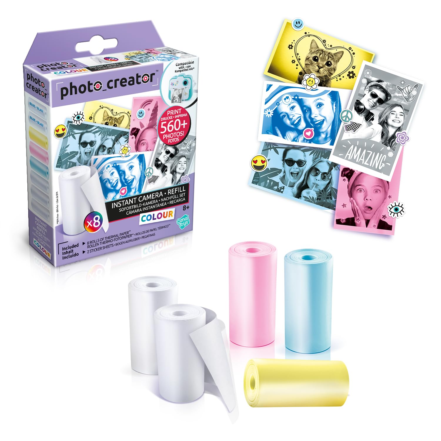 Canal Toys Photo Creator Instant Print Camera Refill Pack | 8 Thermal Rolls & 2 Sticker Sheets 1