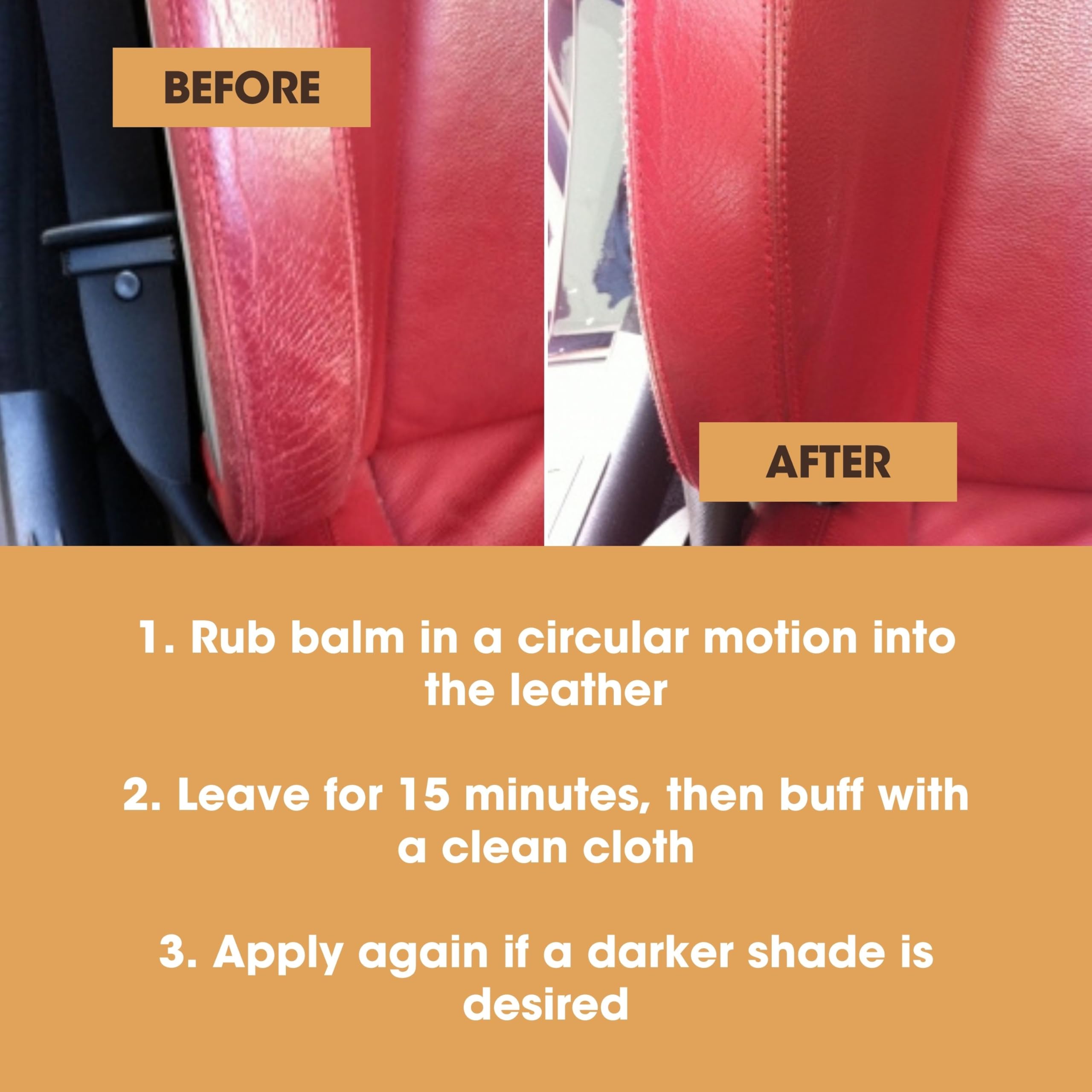 Furniture Clinic Leather Recolouring Balm - Red (16 Colours Available) for Sofas, Car Seats, Shoes & Clothing 5