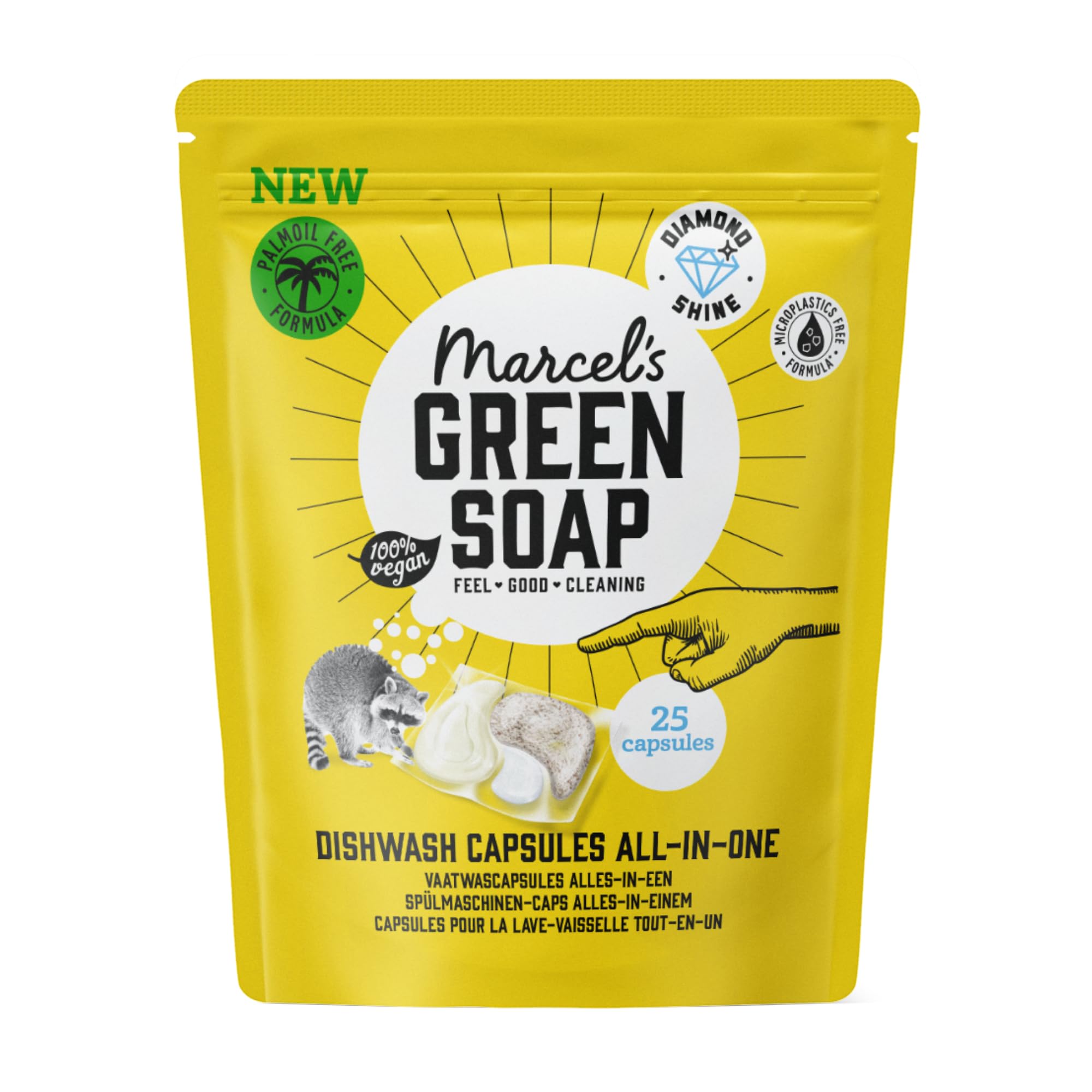 Marcel's Green Soap Dishwasher Capsules - All-in-One 99% Biodegradable Capsules - Grapefruit & Lime - 25 Pack