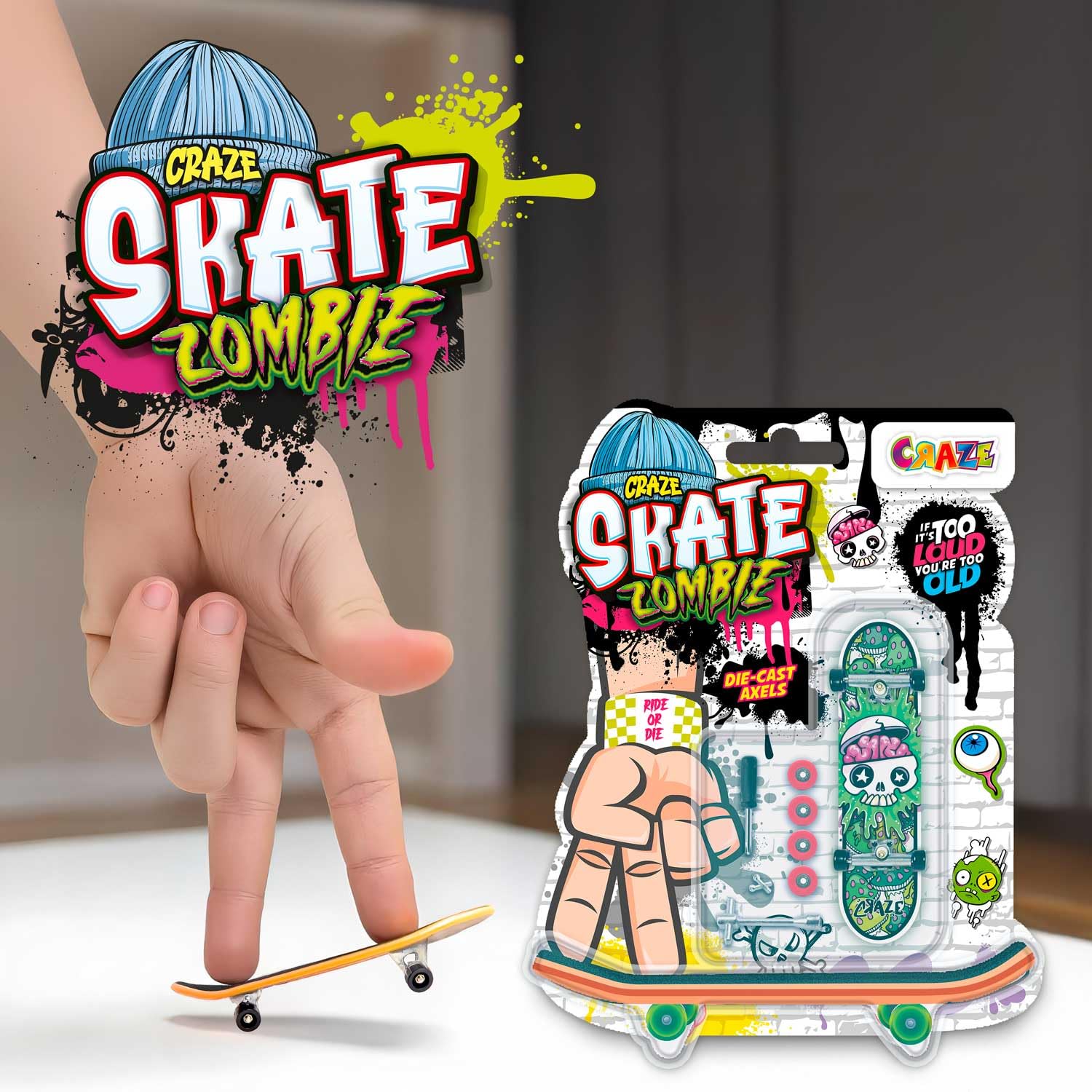 CRAZE SKATE Fingerboard Set Zombies Edition Pack of 4 - Mini Skateboards for Finger Play 5