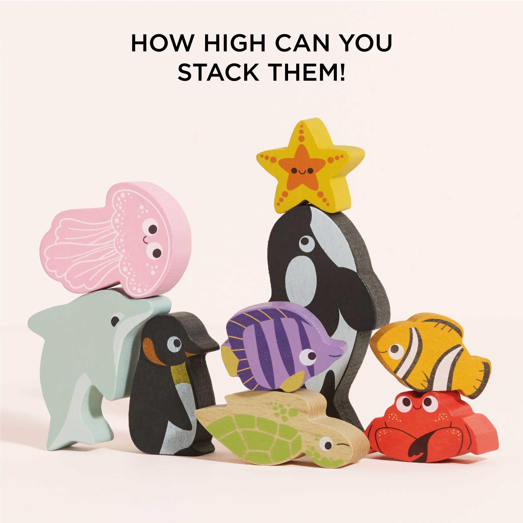 Le Toy Van Petilou Wooden Ocean Stacking Animals - Sensory Play & Motor Skills Development | Ages 18m+ 5