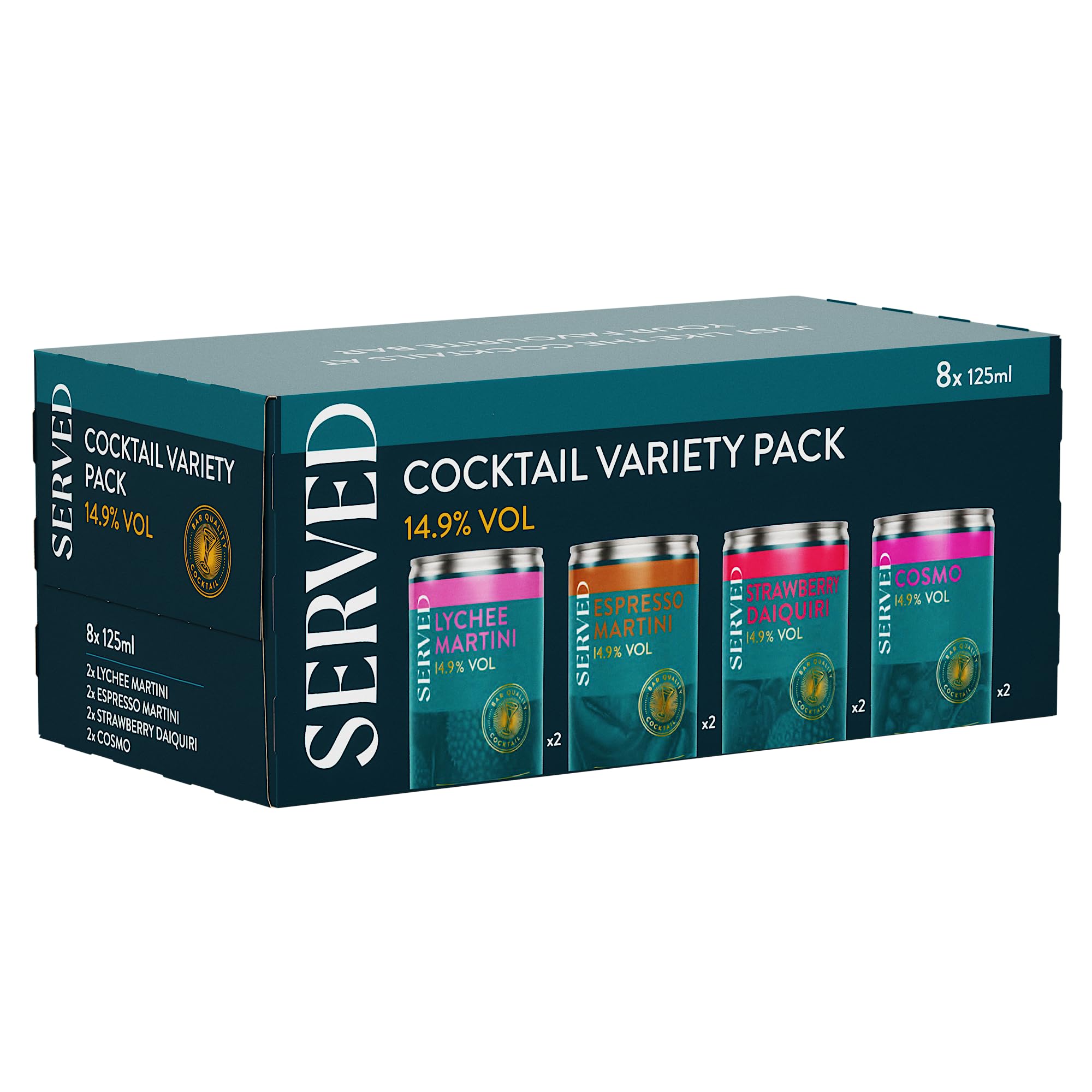SERVED Cocktail Variety Pack - 14.9% ABV Bar Strength Ready to Drink | 8 Cans