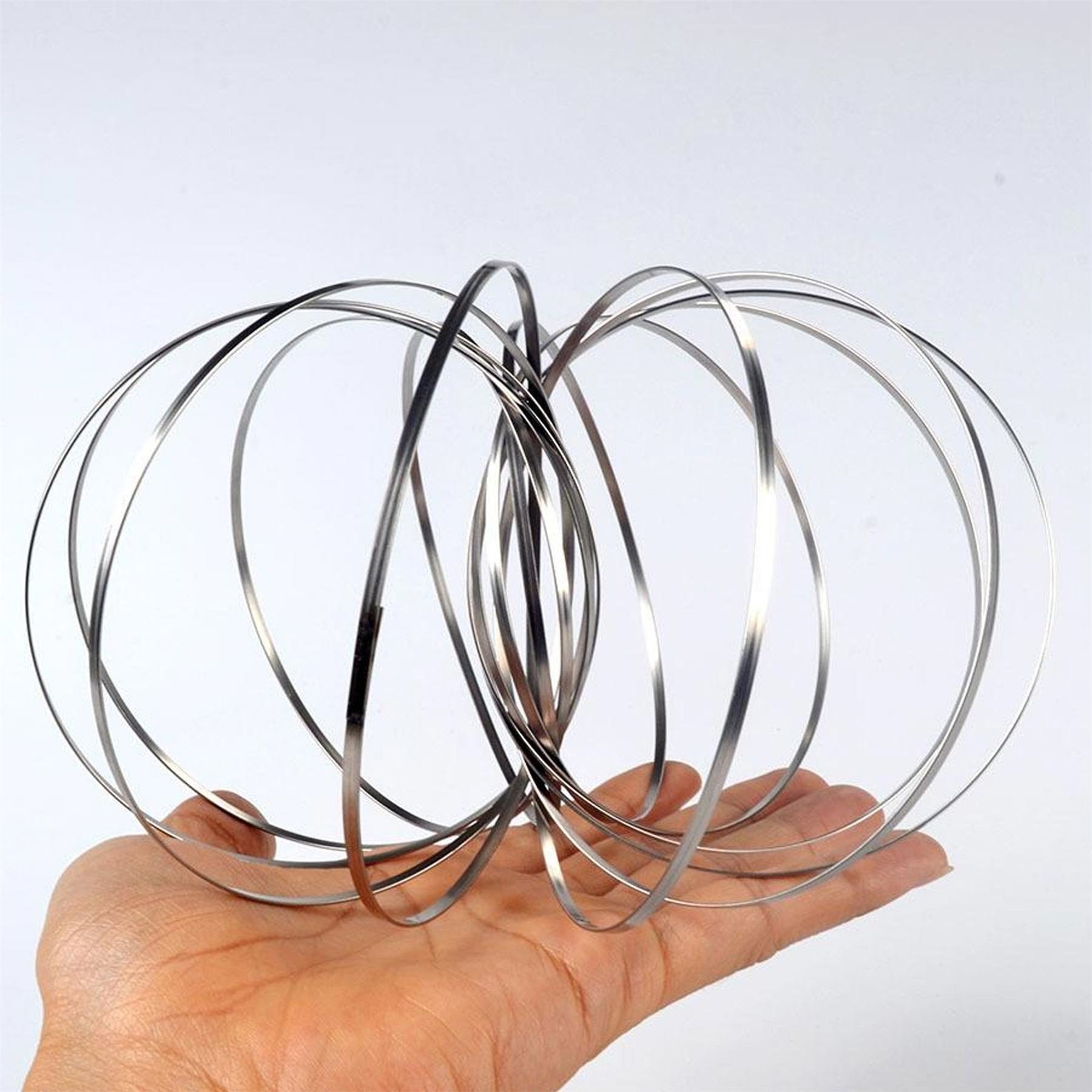 SHATCHI Kinetic Flow Ring - Stainless Steel Arm Spinner for Stress Relief | Unisex Ages 6+ | Silver 5