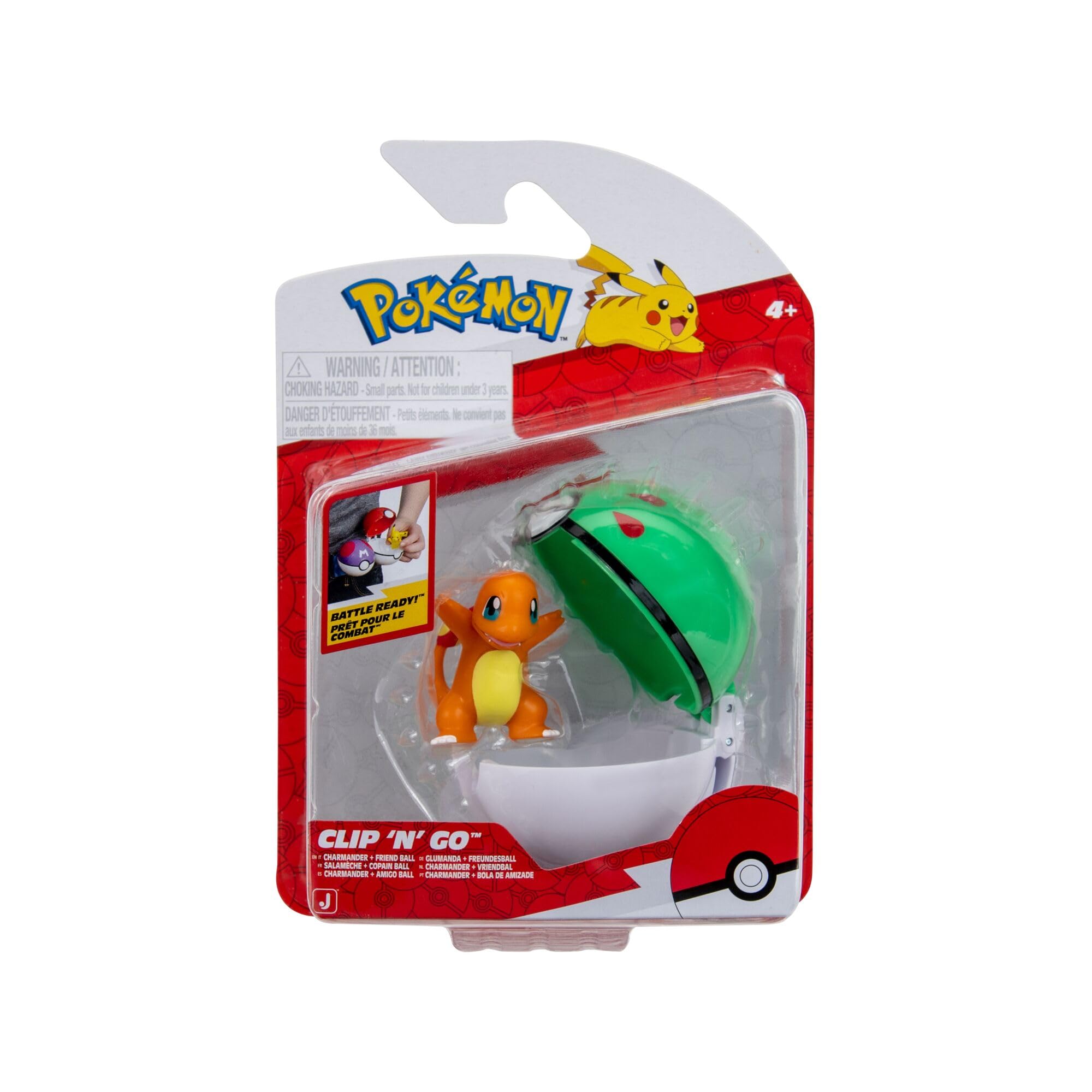 Pokémon Clip ‘N’ Go Charmander and Friend Ball - Includes 2-Inch Battle Figure | Classic Edition