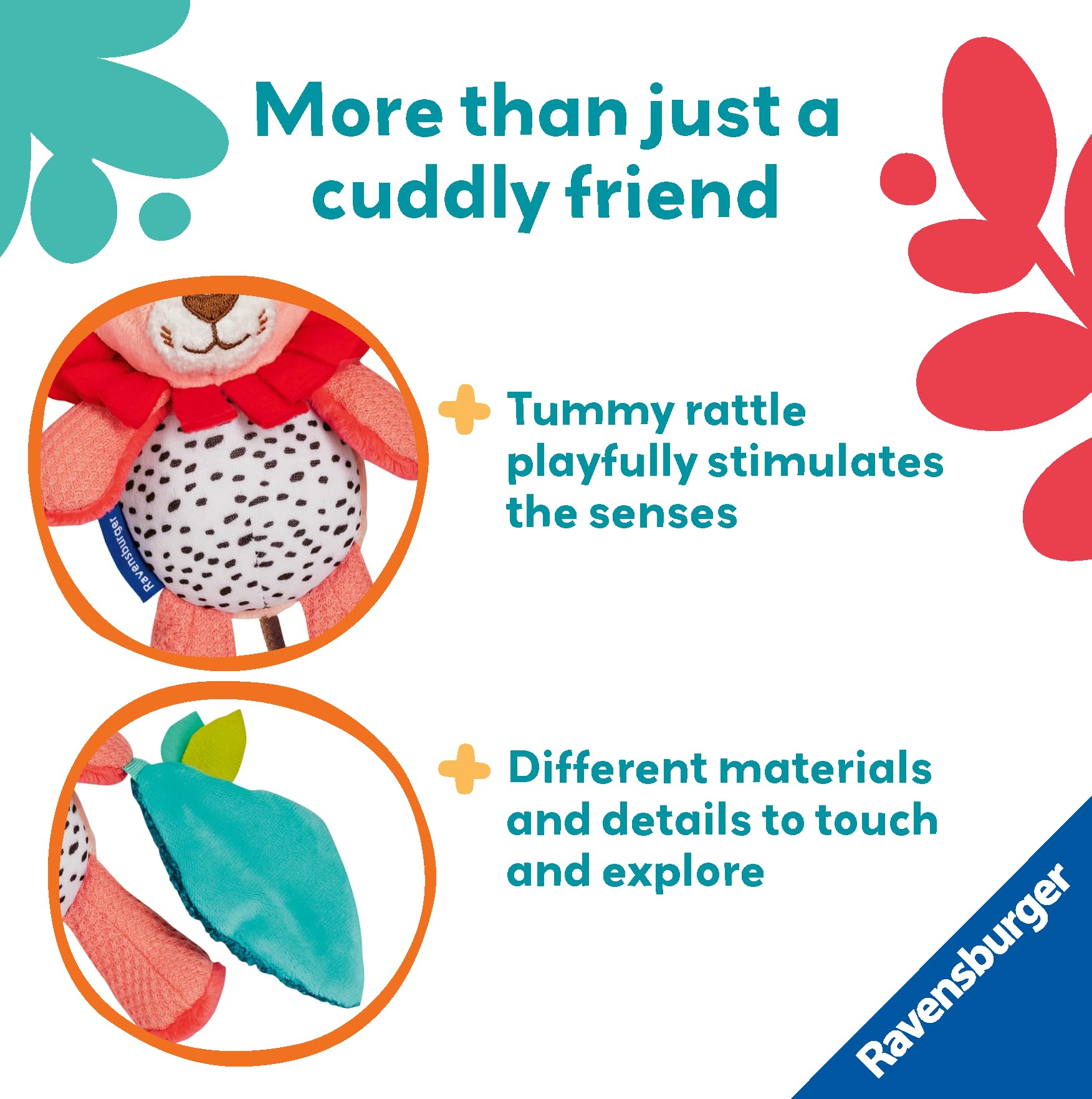 Ravensburger Play+ Cuddle & Play Lion - Sensory Baby Toy for 0 Months Up 3