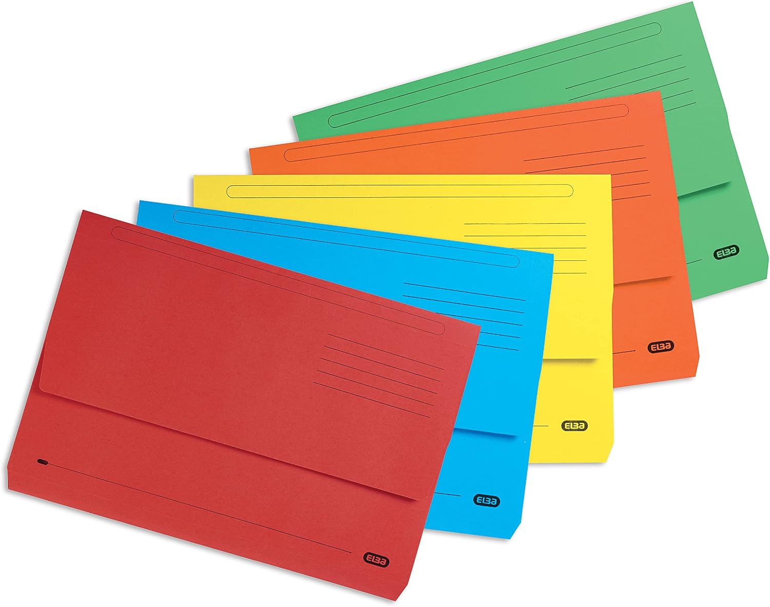 Elba Foolscap Document Wallet, Assorted Colours, Pack of 10 Folders 1