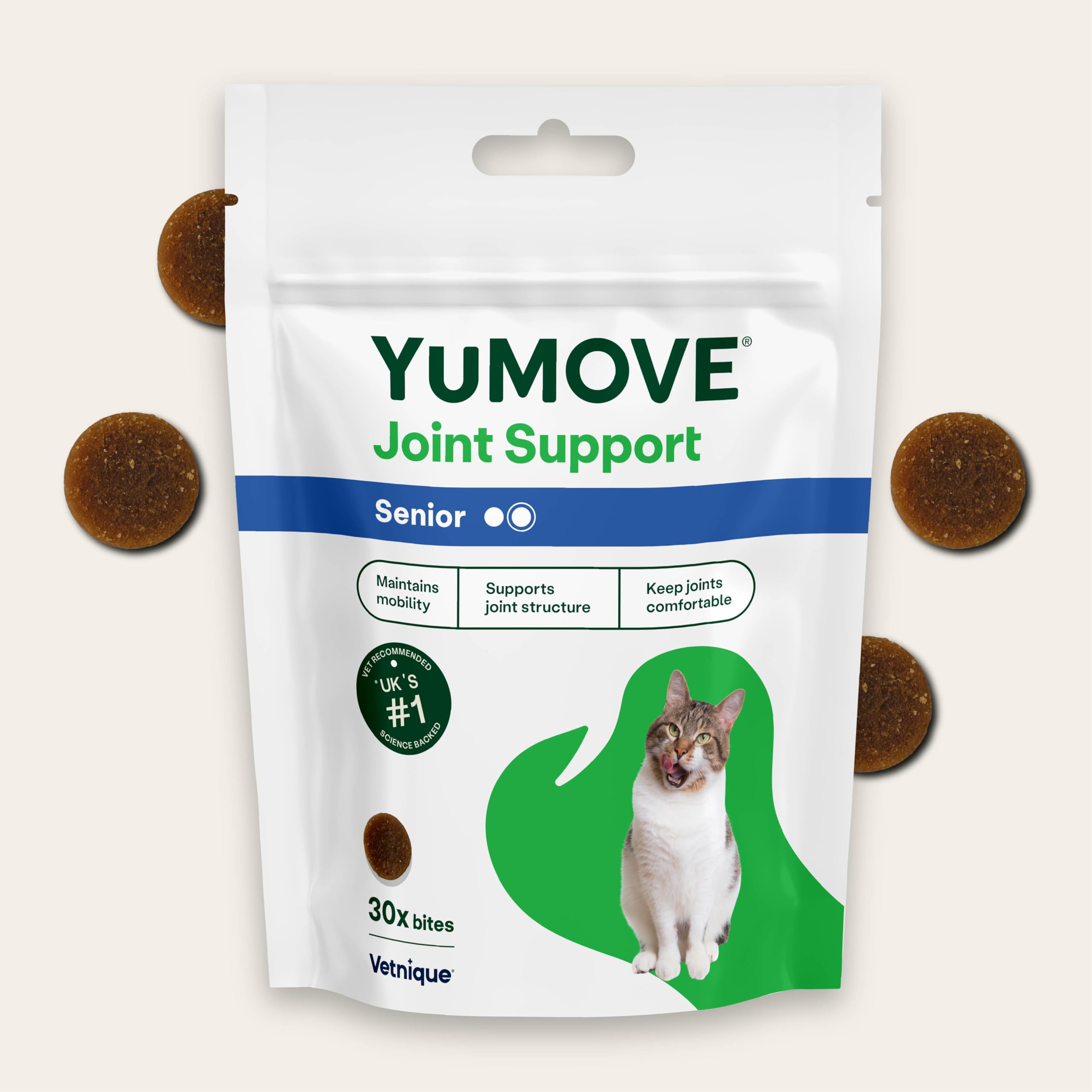 YuMOVE Senior Cat Joint Supplement for Joint Care & Aid | 30 Chews | Cats Aged 8 Weeks+ 1