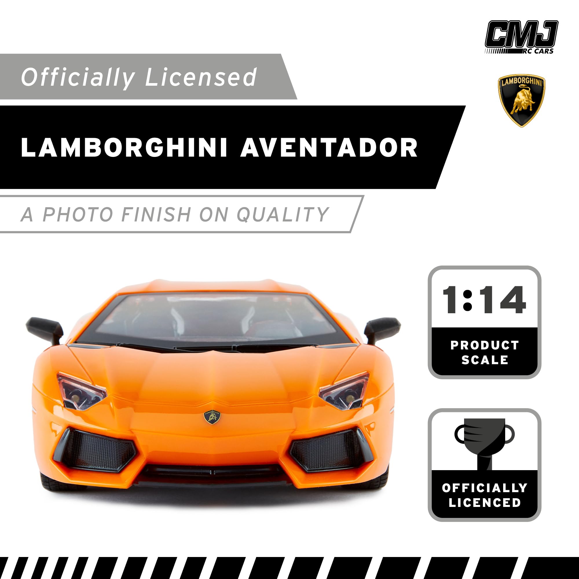 CMJ RC Lamborghini Aventador - 1:14 Scale Remote Control Car with LED Lights & Spring Suspension 13