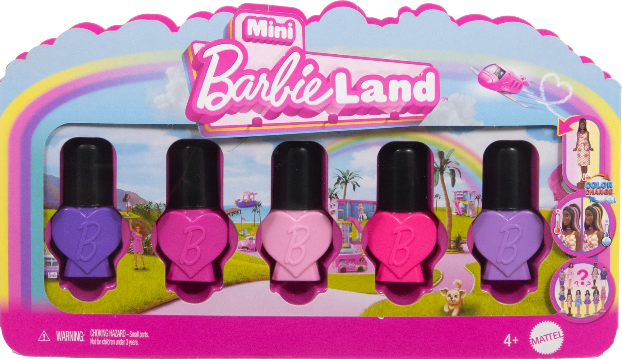Mini Barbie Land 5-Pack Fashionistas Dolls - Surprise Color-Changing Playset for Kids 6