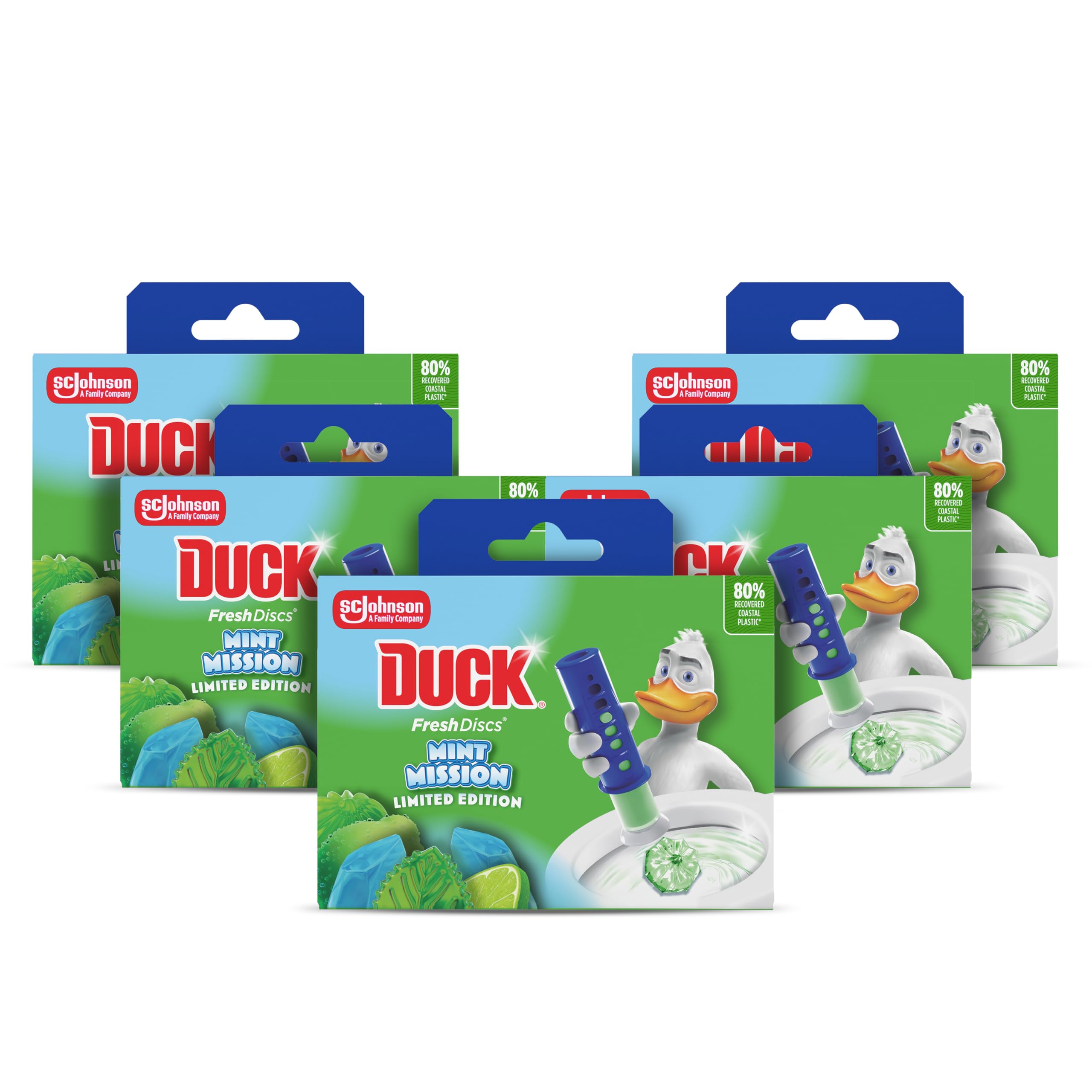 DUCK Fresh Discs Toilet Cleaner Starter Kit - Continuous Fragrance & Limescale Prevention | 5 Discs