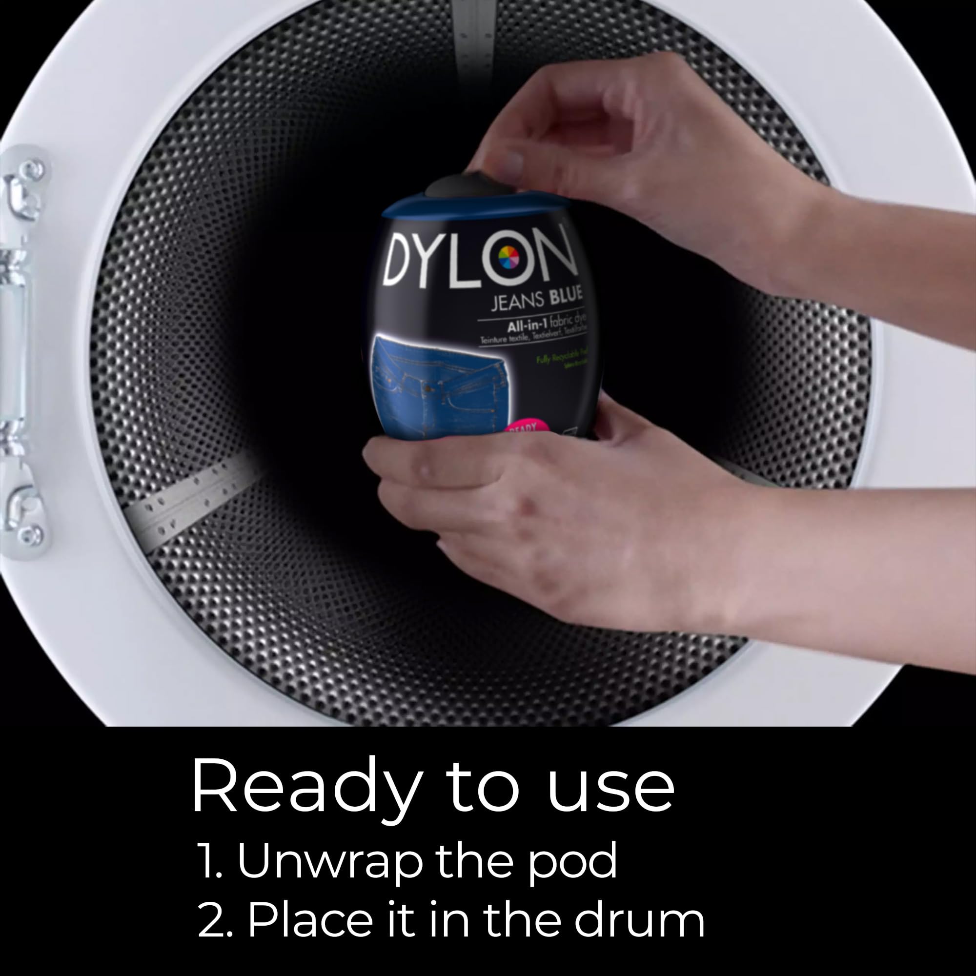 Dylon Washing Machine Fabric Dye Pod for Clothes & Soft Furnishings - Jeans Blue | 350g 4