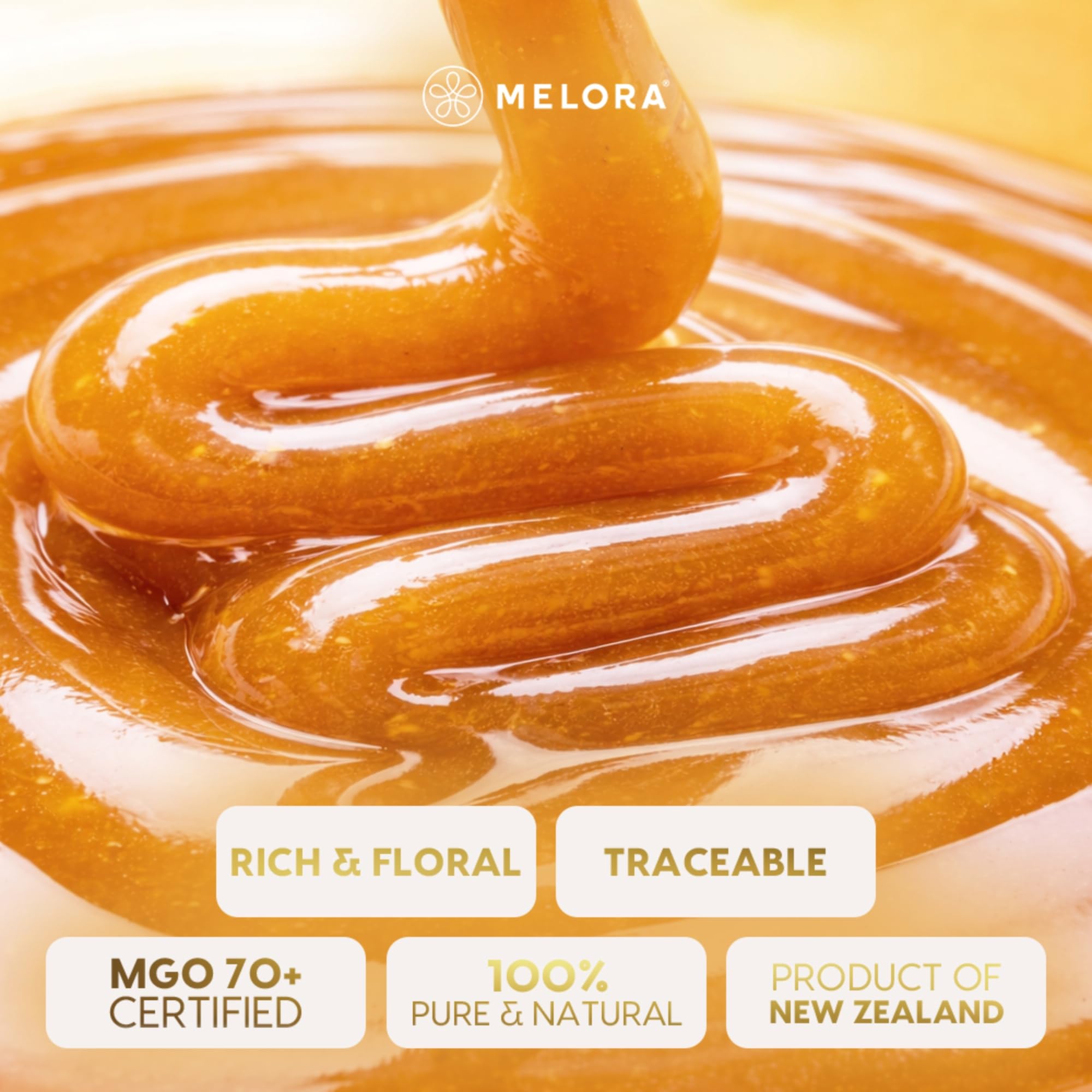 Melora 100% Pure Certified Mānuka Honey - MGO 70 | 330g Squeeze Bottle 3