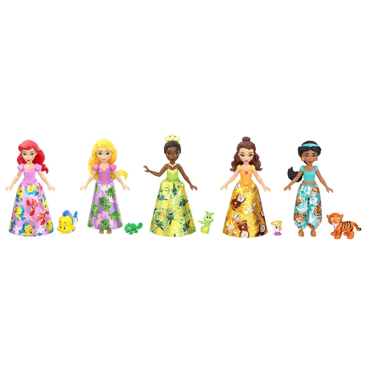 Mattel Disney Princess & Friends 5-Pack Doll Playset with Pposable Figures and Removable Skirts, JBL33