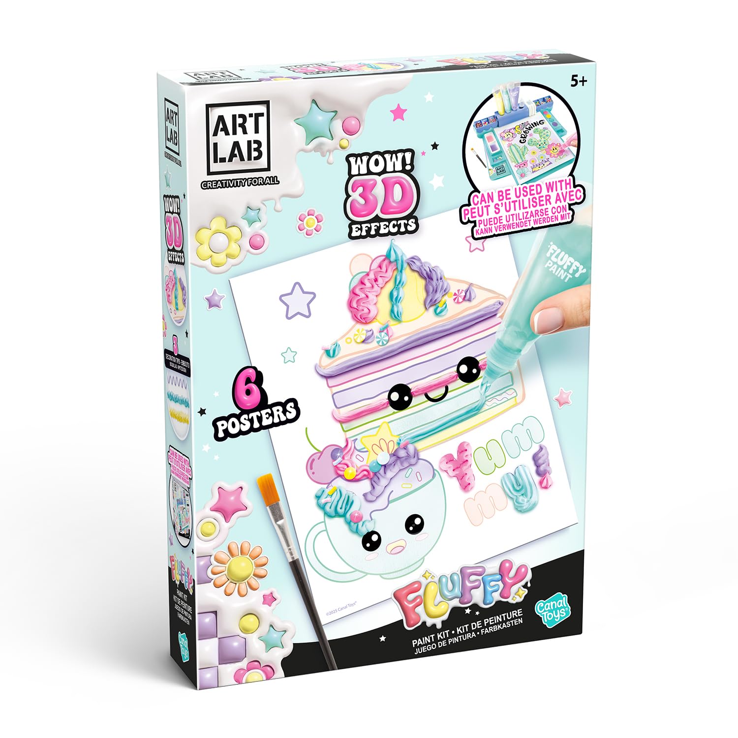 Canal Toys Art Lab Fluffy Paint Kit - 3D Paint Set for Kids | Includes 3 Fluffy Paints & 6 Posters