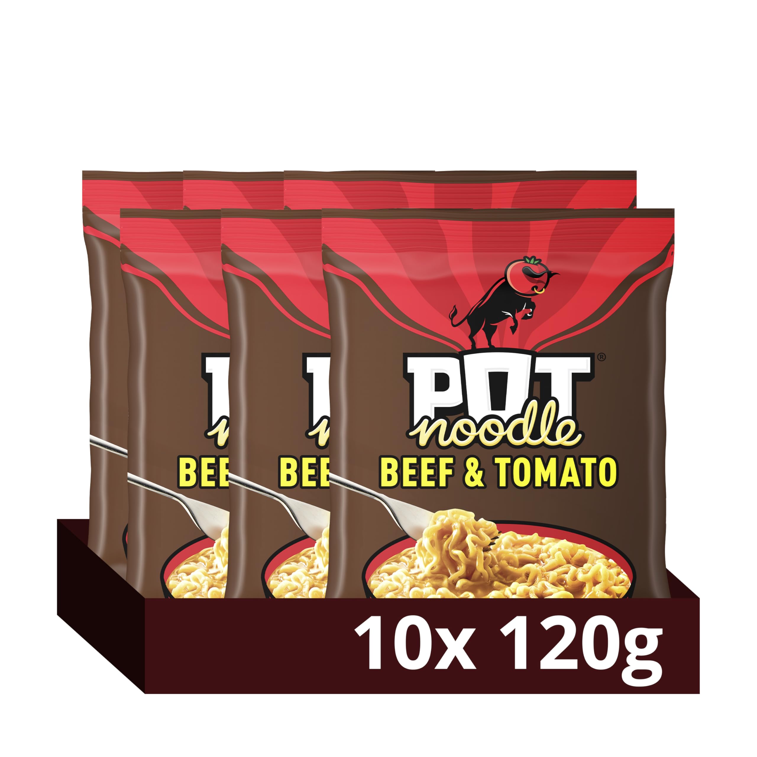 Pot Noodle Beef & Tomato Instant Noodles Block with Sauce and Seasoning | 2 Servings 1