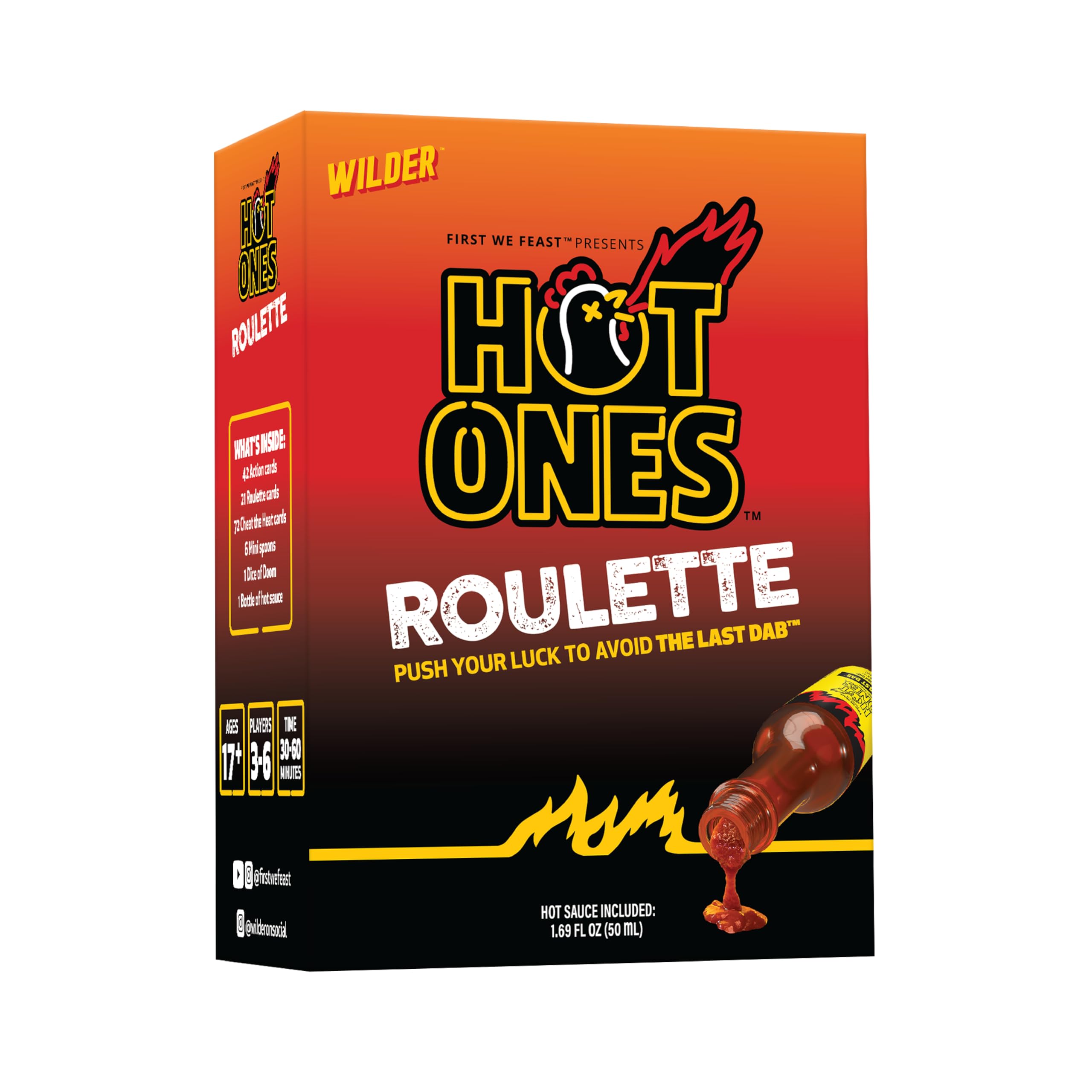Wilder Hot Ones Roulette – A Push Your Luck Card Game with Hot Sauce