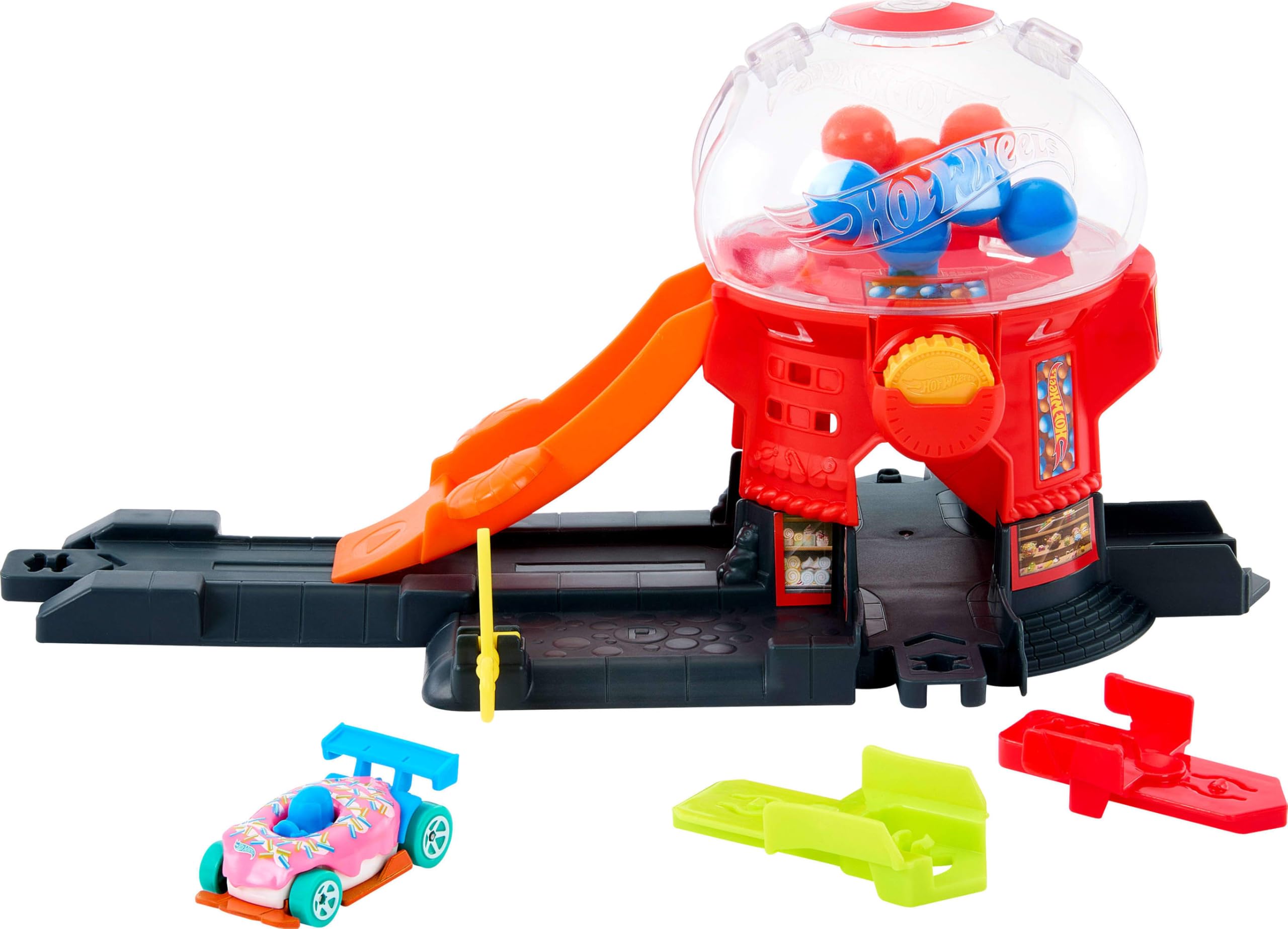 Hot Wheels Downtown Candy Shop Playset - Gumball Machine Track Set with 1:64 Die-Cast Car 1