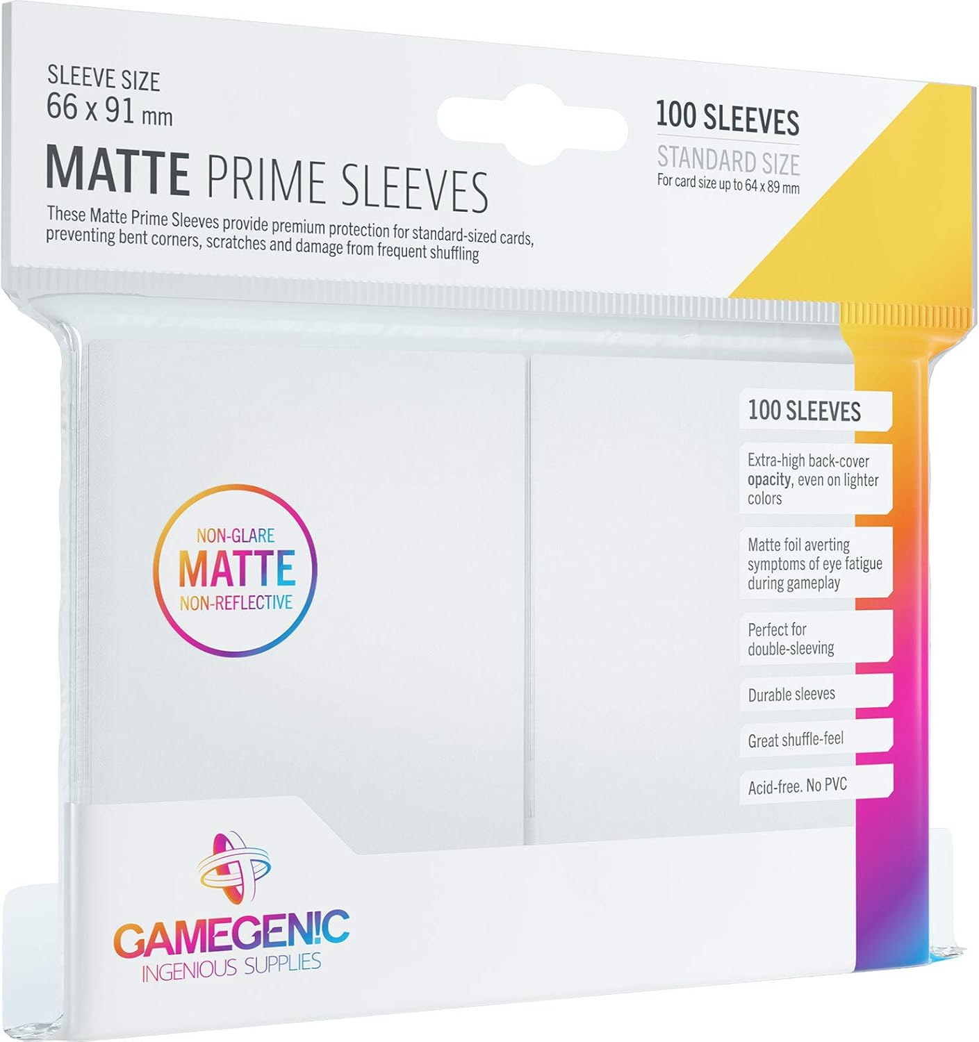 Gamegenic Matte Prime Sleeves - 100-Pack for Card Protection & Double-Sleeving 1