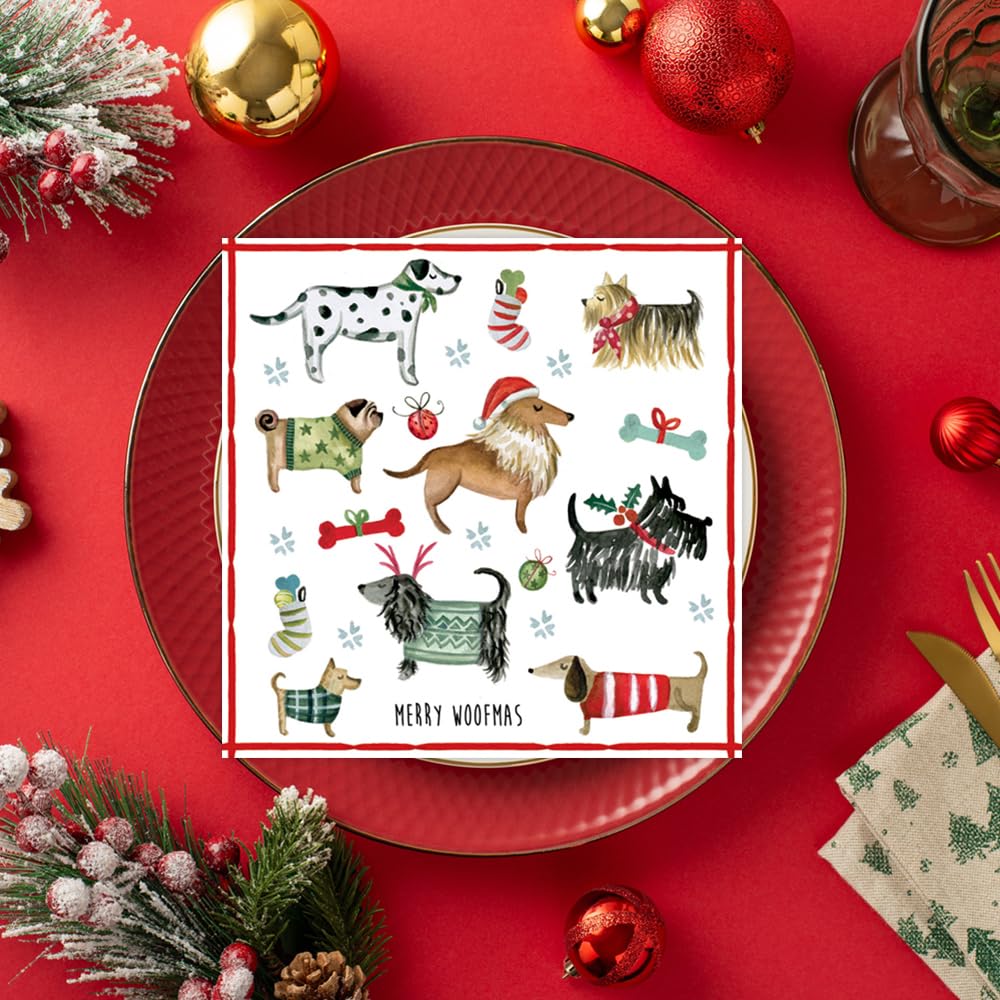 Ti-flair Christmas Dogs Luxury 3-Ply Paper Napkins 6