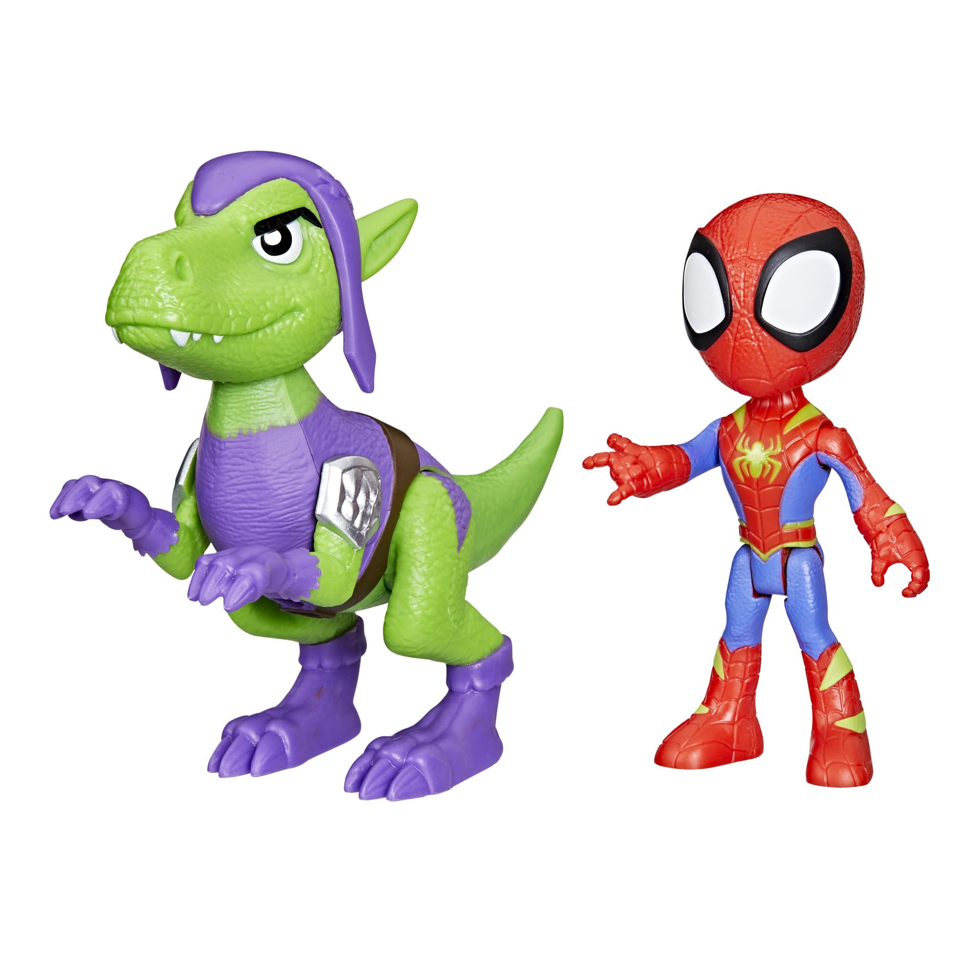 SPIDEY AND HIS AMAZING FRIENDS Dino-Webs Spidey & Goblin Raptor Dino 10 cm Action Figure Set (2 Figures) 1