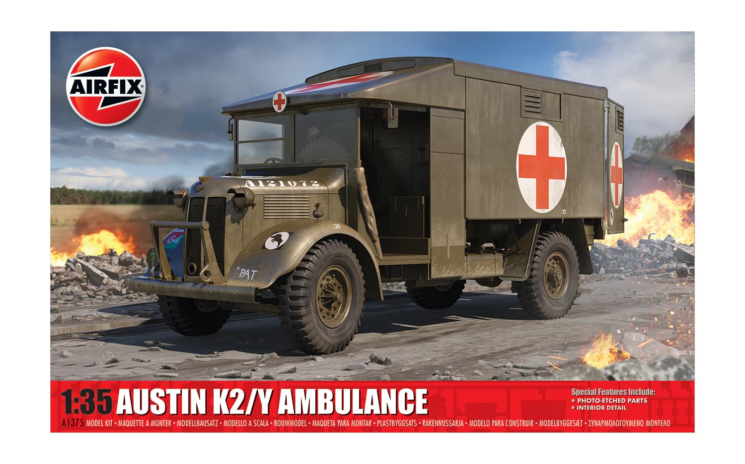 Airfix A1375 Austin K2/Y Ambulance 1:35 Scale Model Kit - Military Vehicle Building Set for Ages 8+ 3