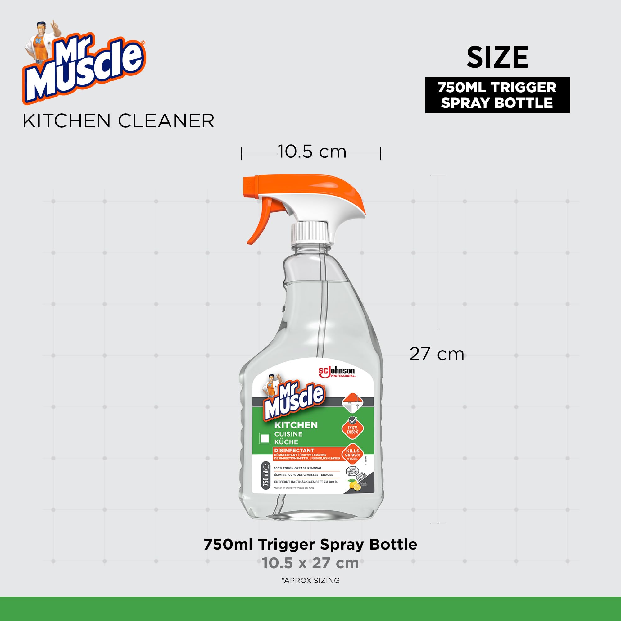 SC Johnson Professional Mr Muscle Kitchen Cleaner - Advanced Power Degreaser | 750 ml | Lemon Scent 3