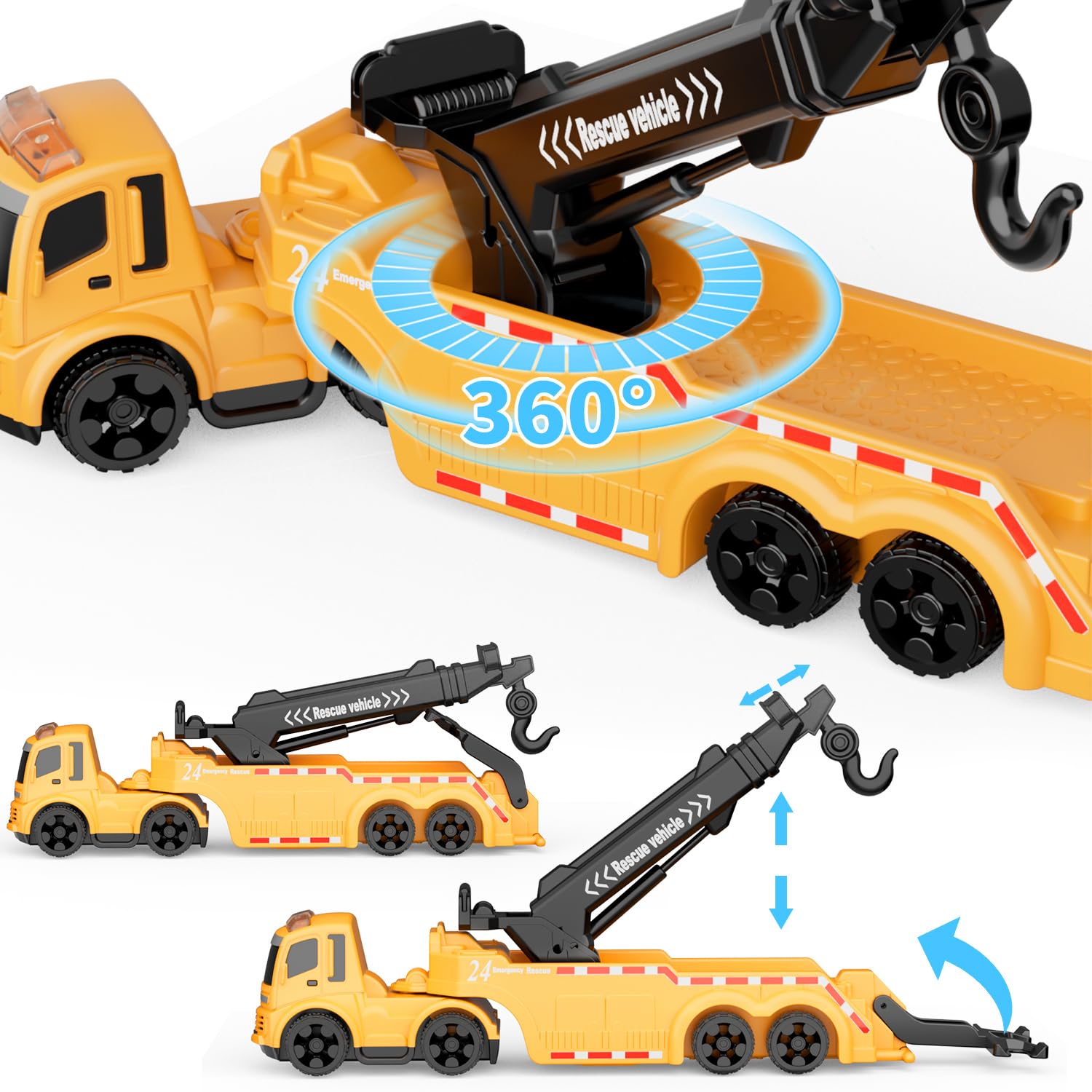 GizmoVine Tow Truck Toy with 360° Crane Arm | Friction Powered | ABS Material 2