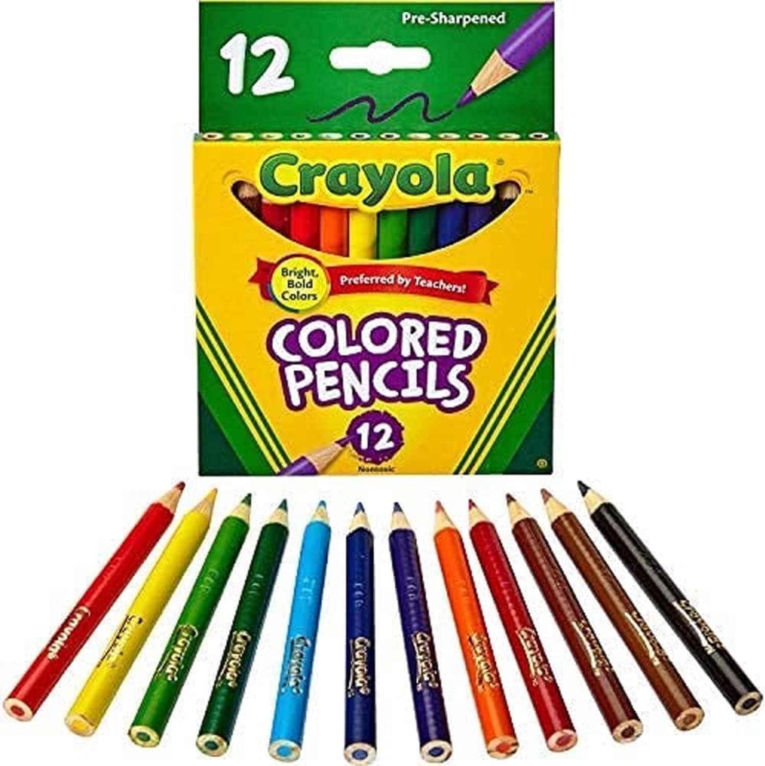 Crayola 4112 - 12 Half Length Colored Pencils, Multi-Color, Pre-Sharpened, Soft Thick Leads, Ideal for Kids Ages 3+ 1