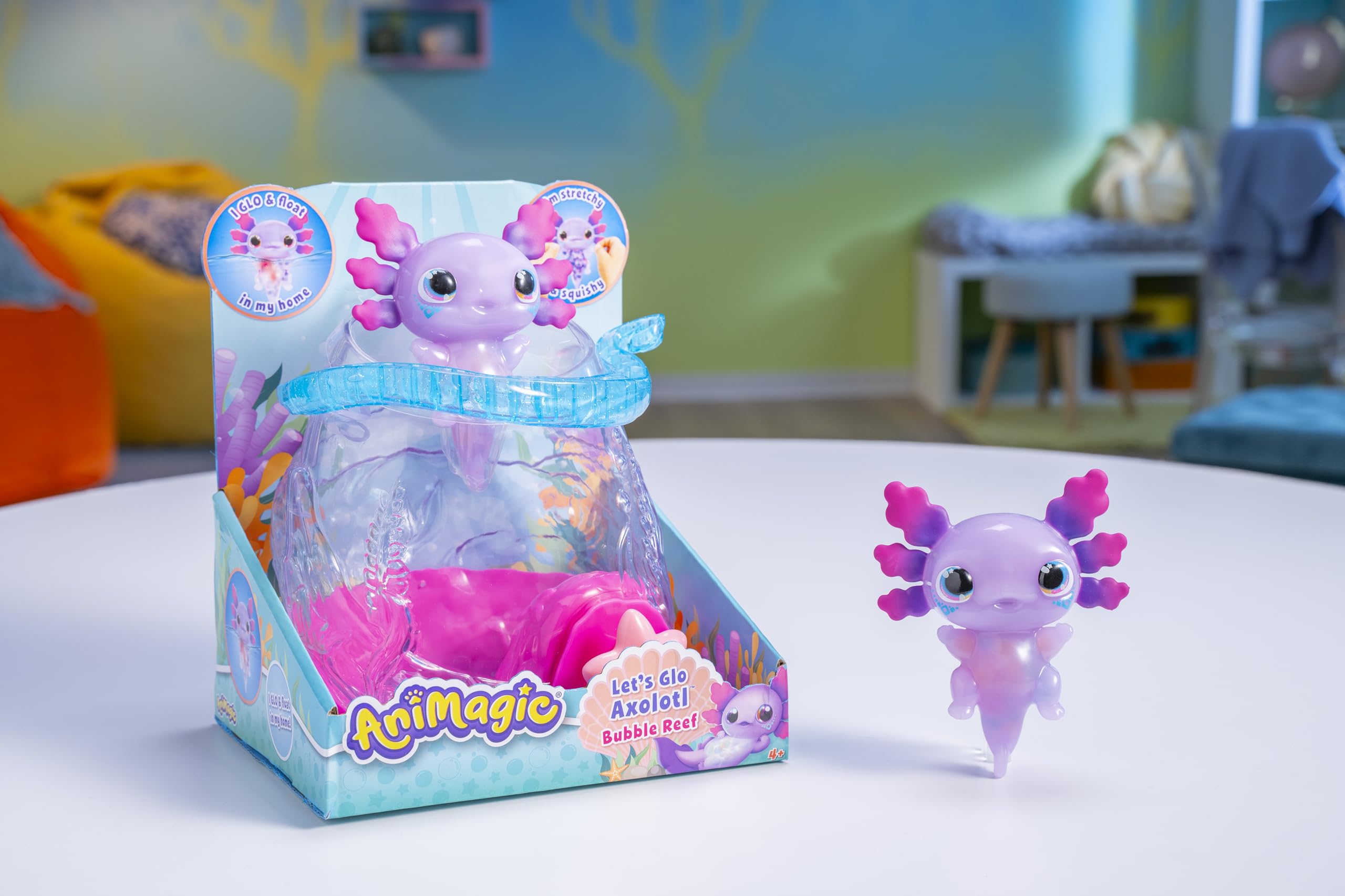 Animagic Let's Glo Axolotl Bubble Reef - Interactive Light-Up Electronic Aquarium Playset 4